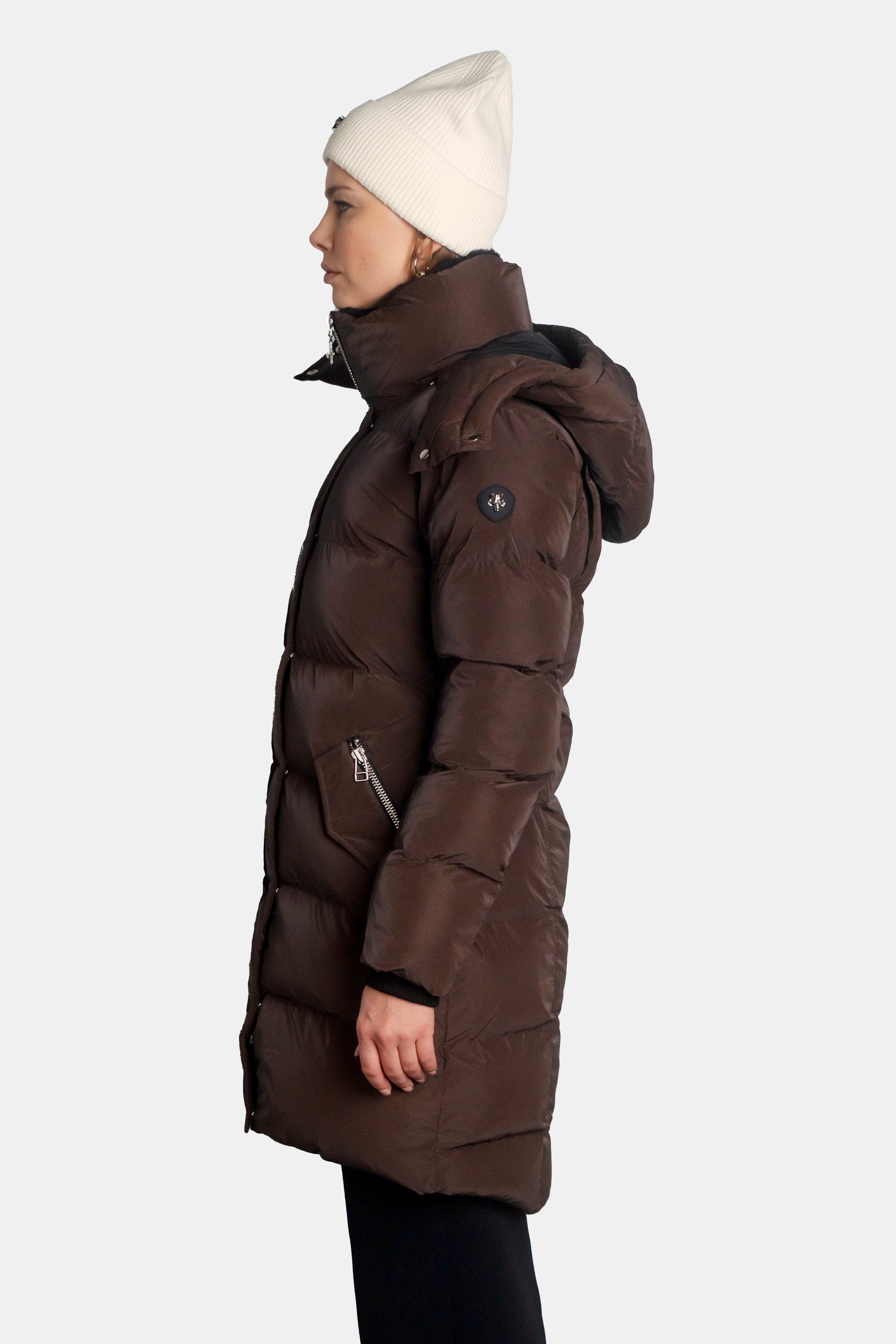 Women's Penguin Long Coat - Mocha Diamond