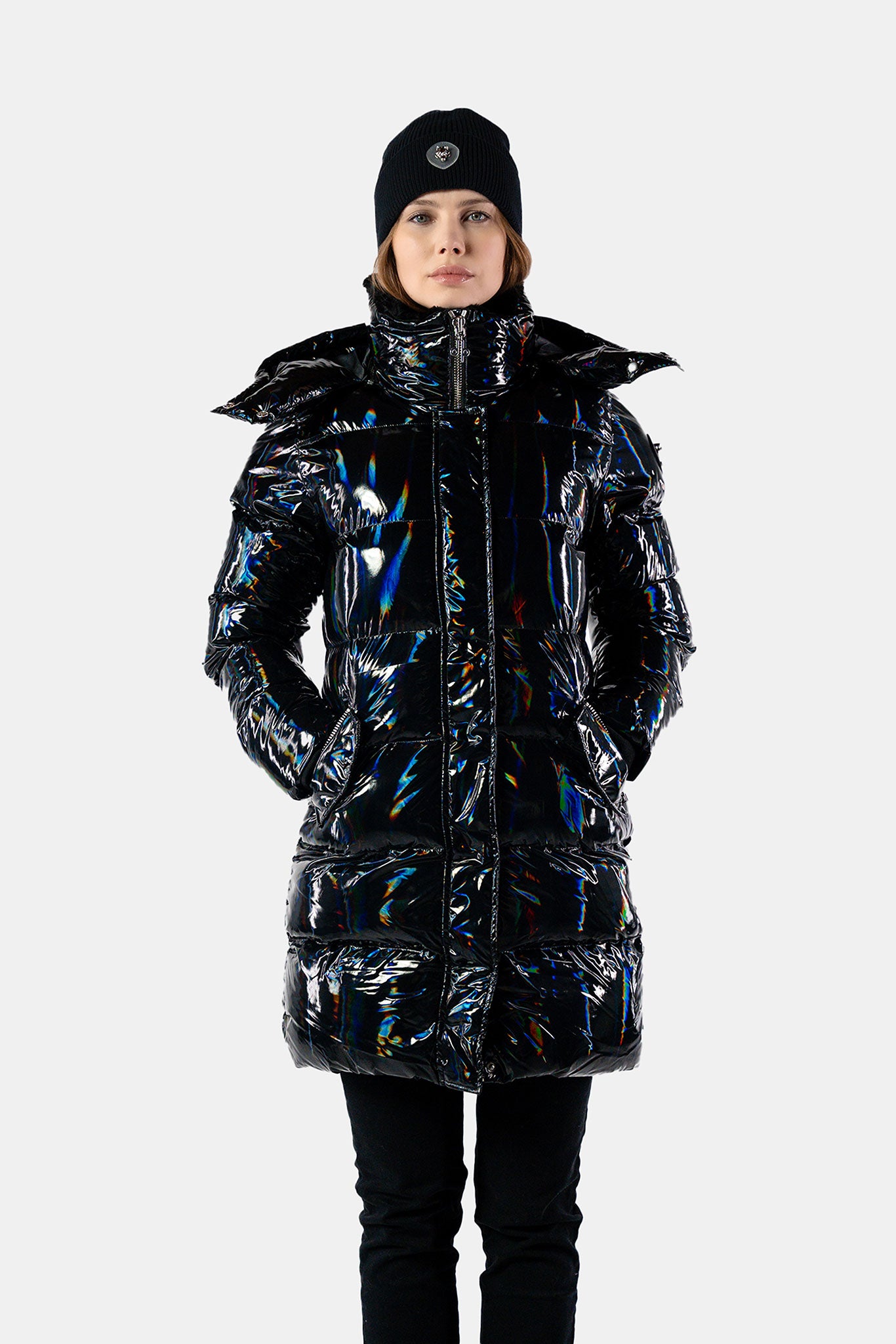 Women's Penguin Long Coat - Oily Black
