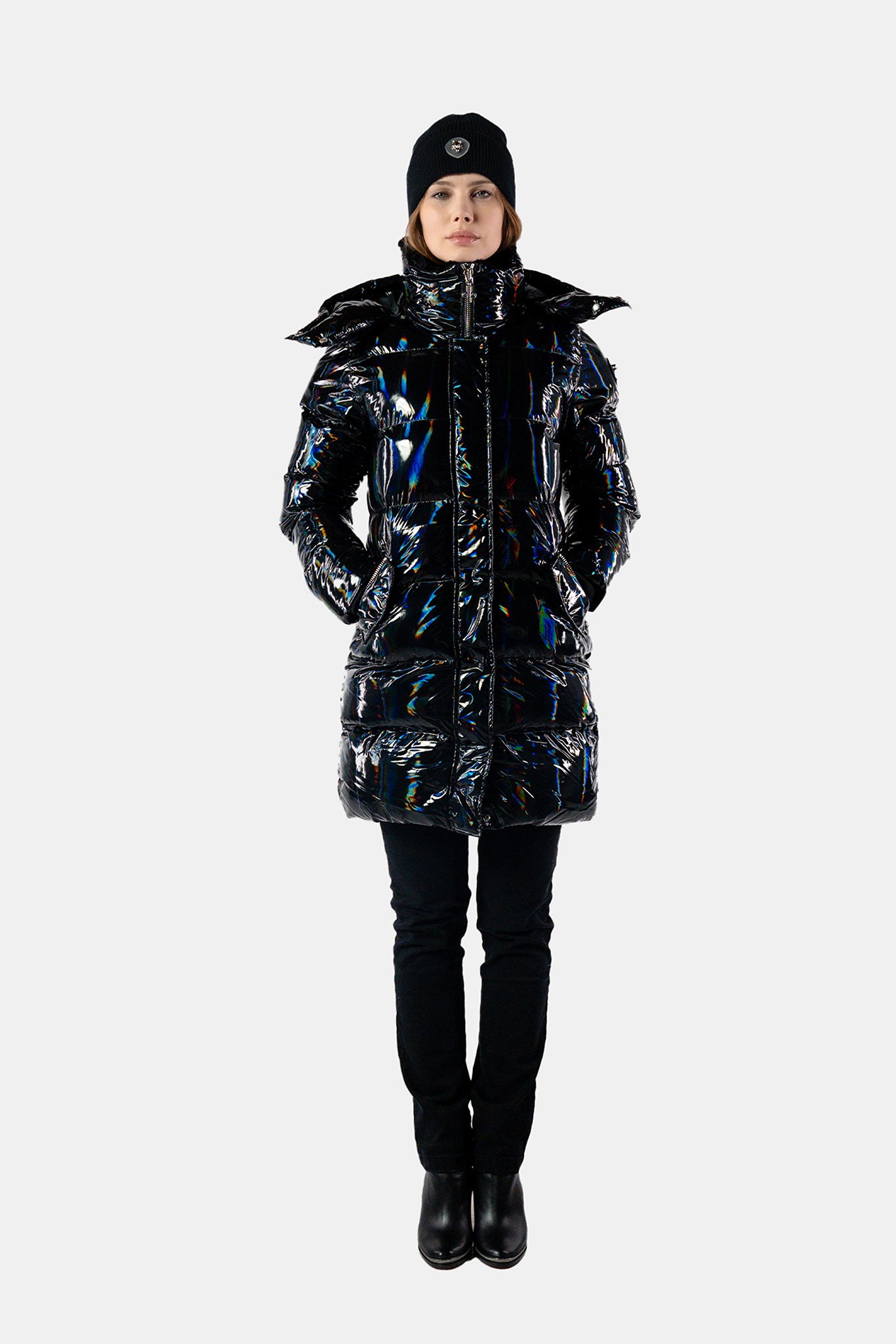 Women's Penguin Long Coat - Oily Black