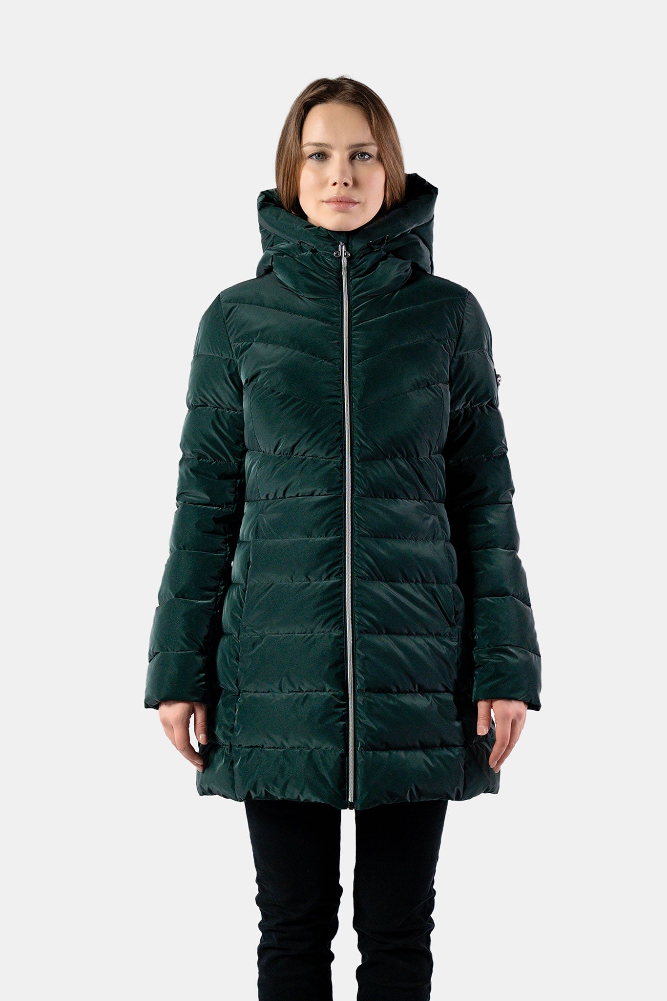Women's Medium Weight Long Robin Coat - Green Diamond