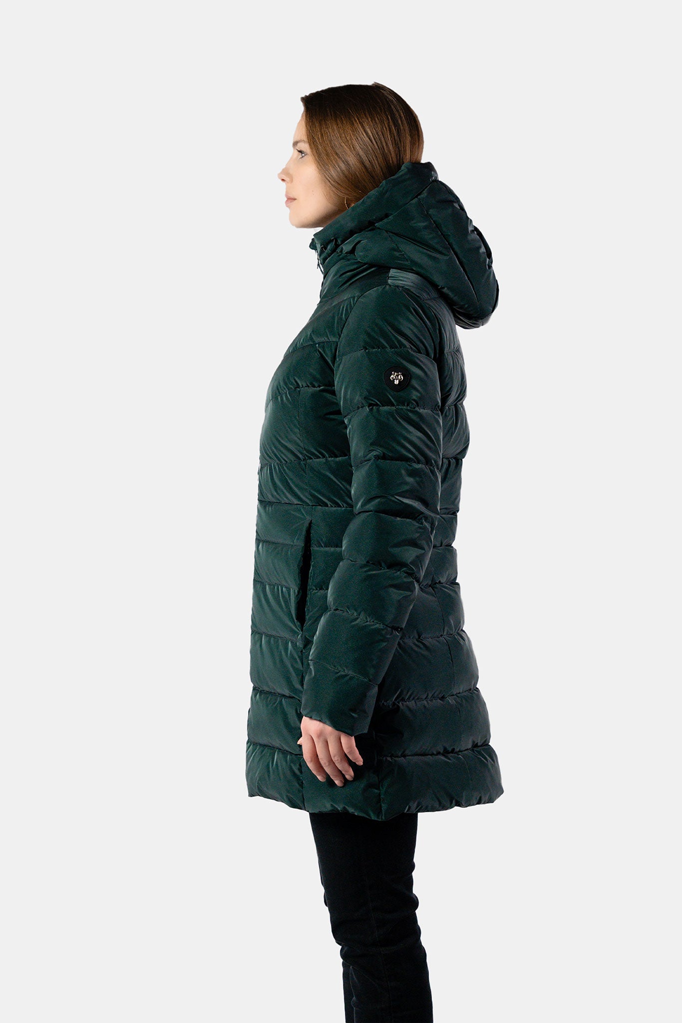 Women's Medium Weight Long Robin Coat - Green Diamond