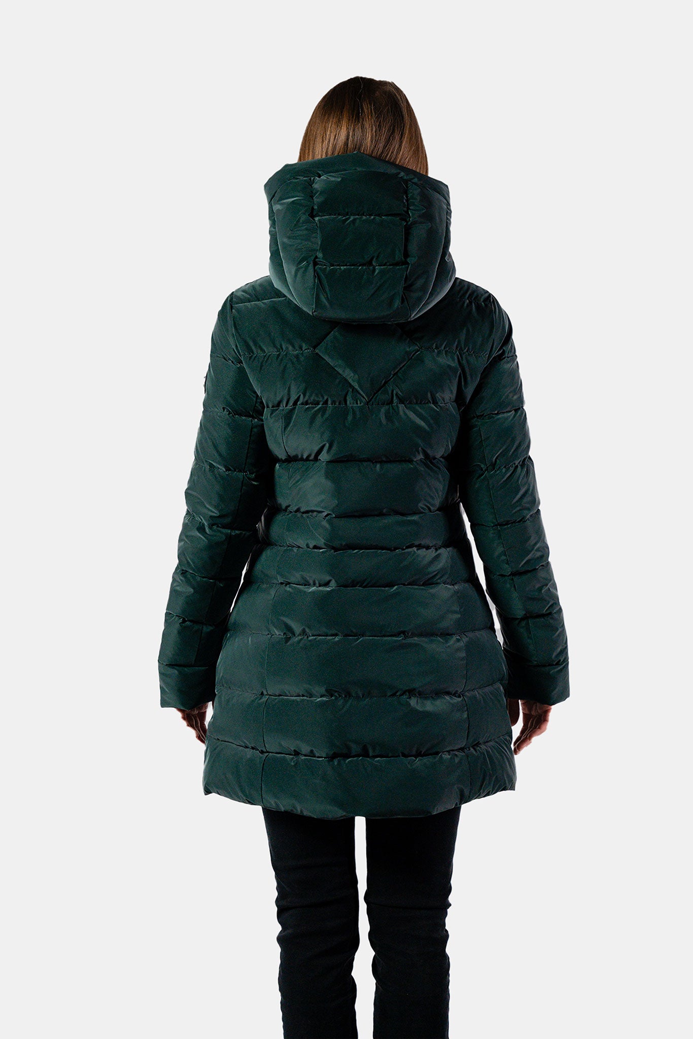 Women's Medium Weight Long Robin Coat - Green Diamond
