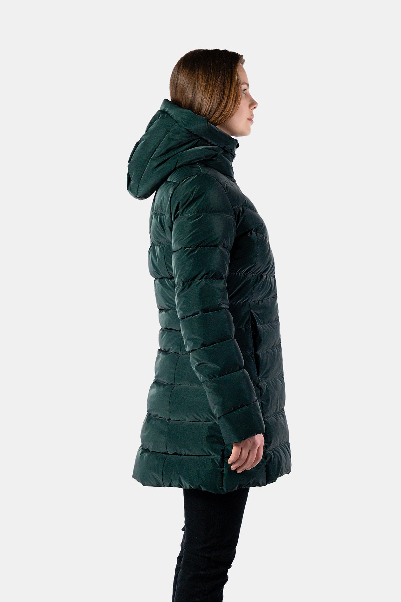 Women's Medium Weight Long Robin Coat - Green Diamond