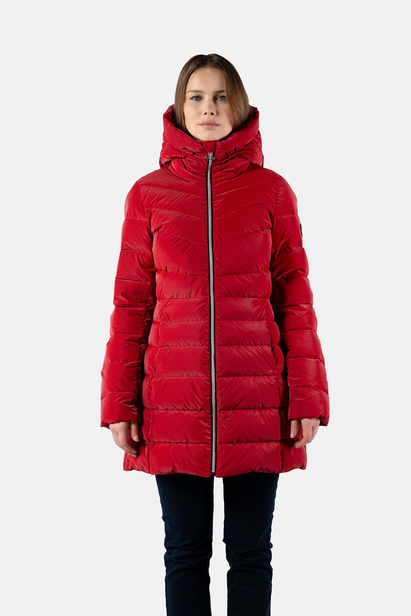 Women's Medium Weight Long Robin Coat - Red Diamond