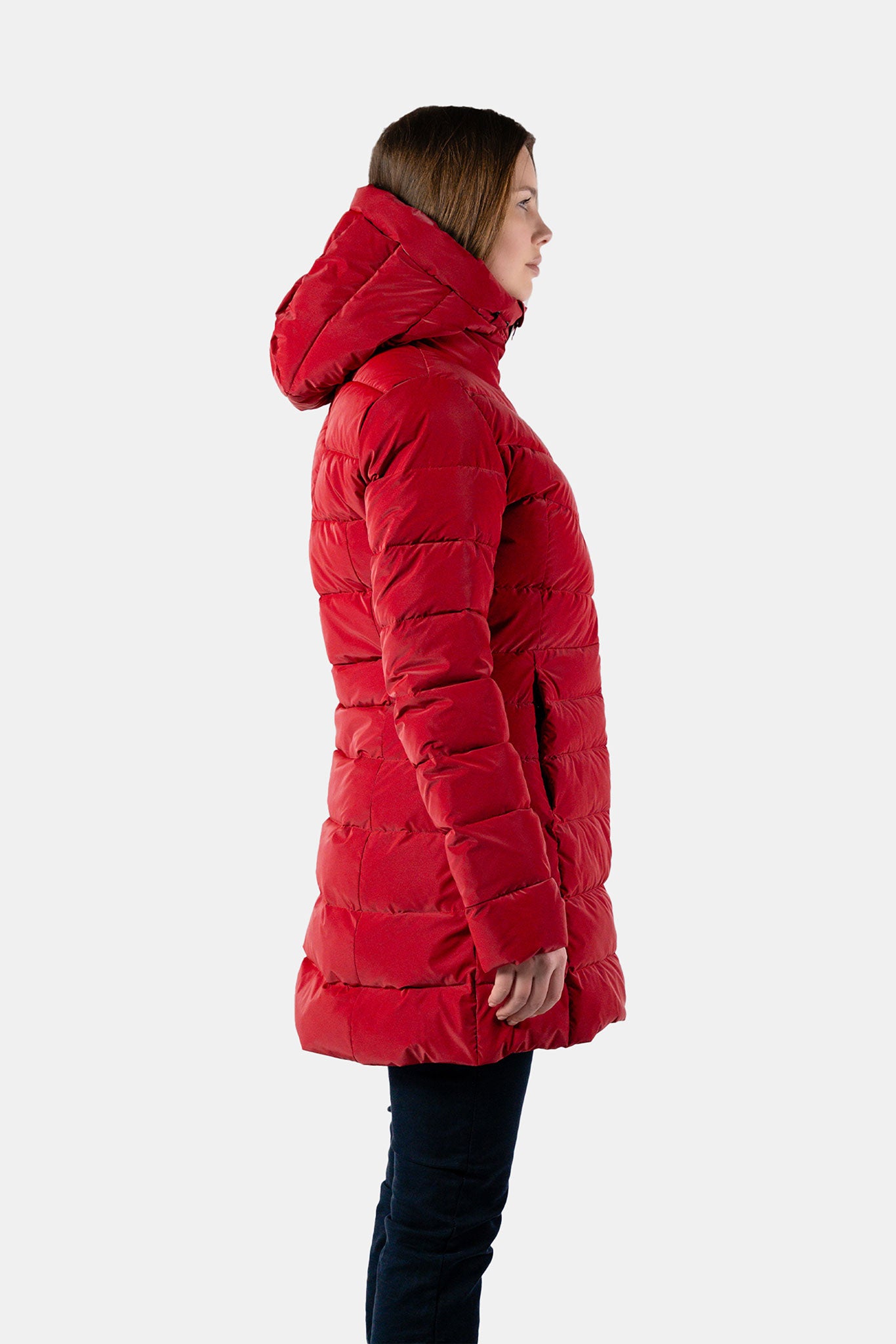 Women's Medium Weight Long Robin Coat - Red Diamond