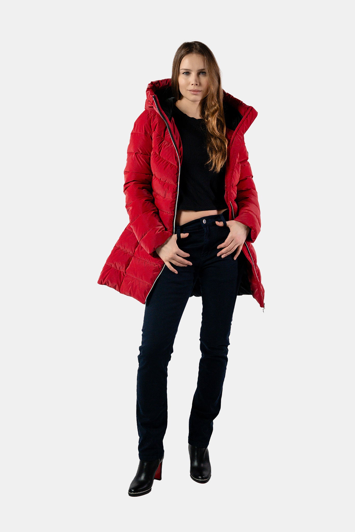 Women's Medium Weight Long Robin Coat - Red Diamond