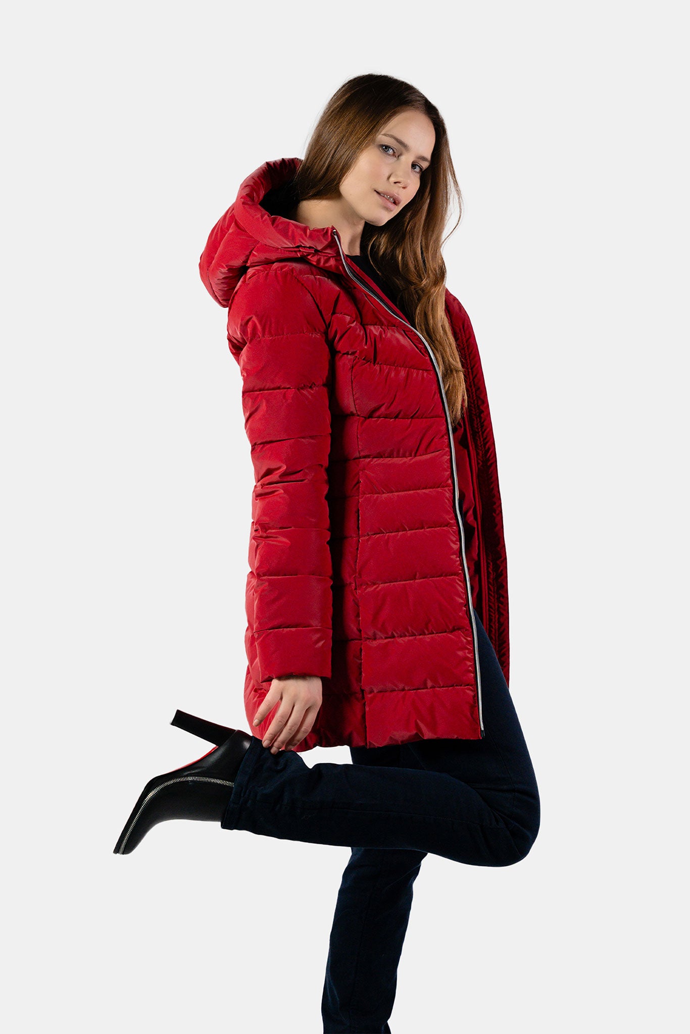 Women's Medium Weight Long Robin Coat - Red Diamond