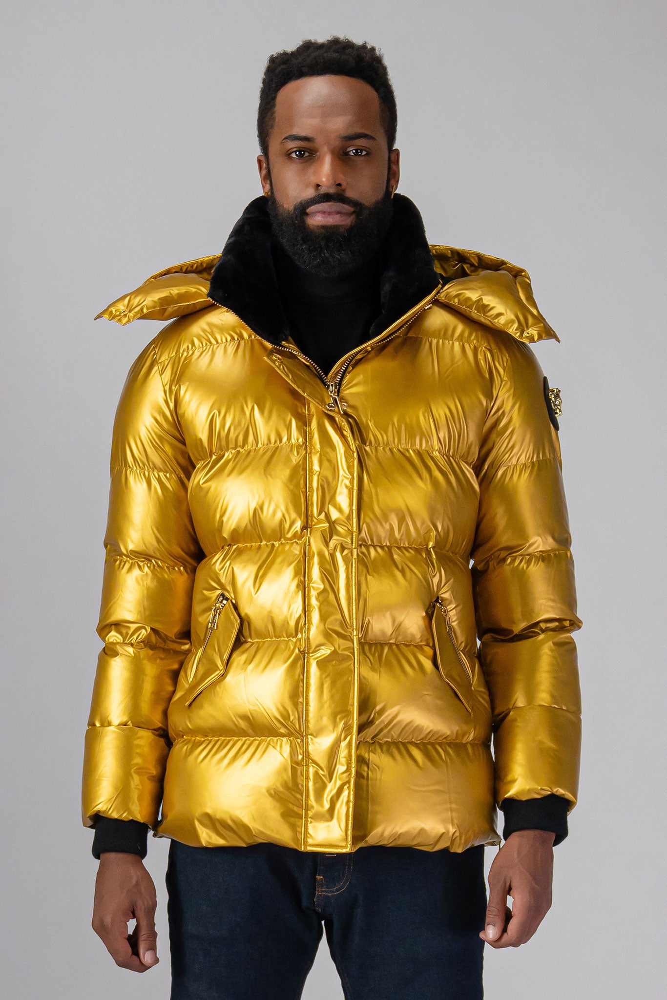 Puffer Coat Gold Long Jacket GOLDBERGH Jett Quilted Metallic
