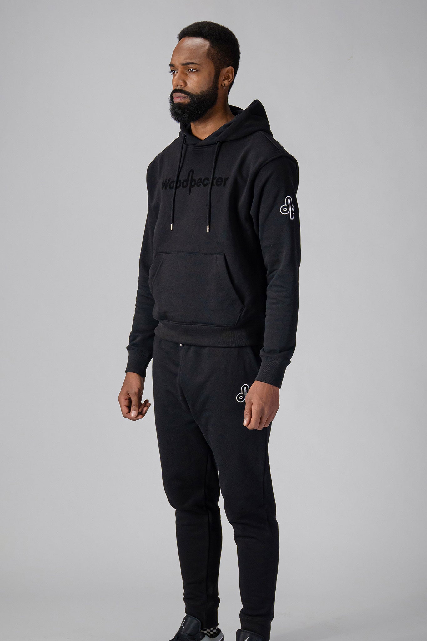 Woodpecker Unisex Cotton Sweatsuit, Black Colour, Woodpecker, Coat, Moose, Knuckles, Canada, Goose, Mackage, Montcler, Will, Poho, Willbird, Nic, Bayley. Super cozy casual for home or activewear.