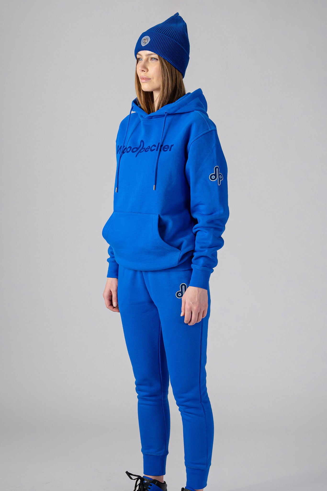 Woodpecker Unisex Cotton Sweatsuit, Cobalt Colour, Woodpecker, Coat, Moose, Knuckles, Canada, Goose, Mackage, Montcler, Will, Poho, Willbird, Nic, Bayley. Super cozy casual for home or activewear.