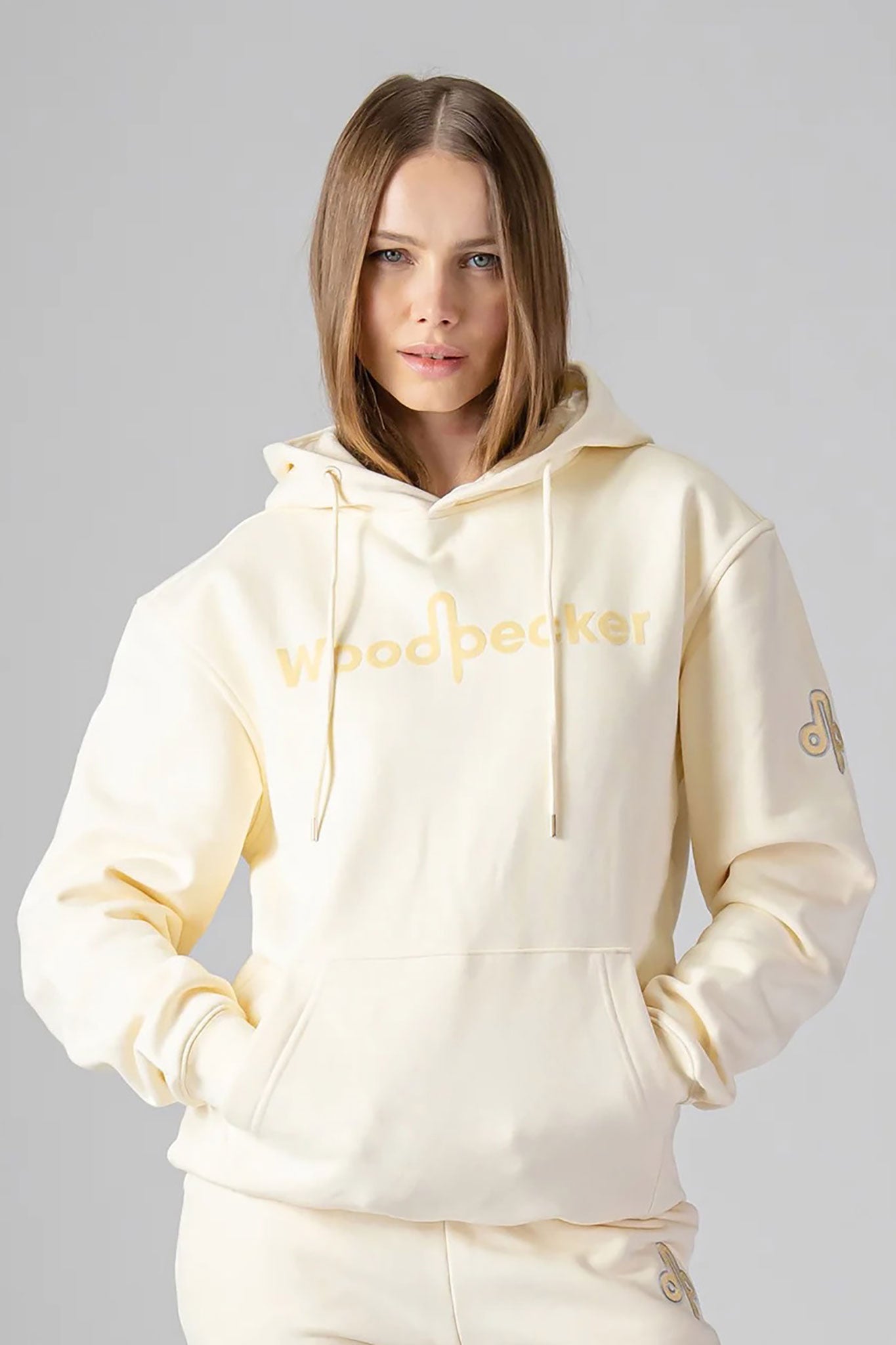 Woodpecker Unisex Cotton Sweatsuit, Cream Colour, Woodpecker, Coat, Moose, Knuckles, Canada, Goose, Mackage, Montcler, Will, Poho, Willbird, Nic, Bayley. Super cozy casual for home or activewear.