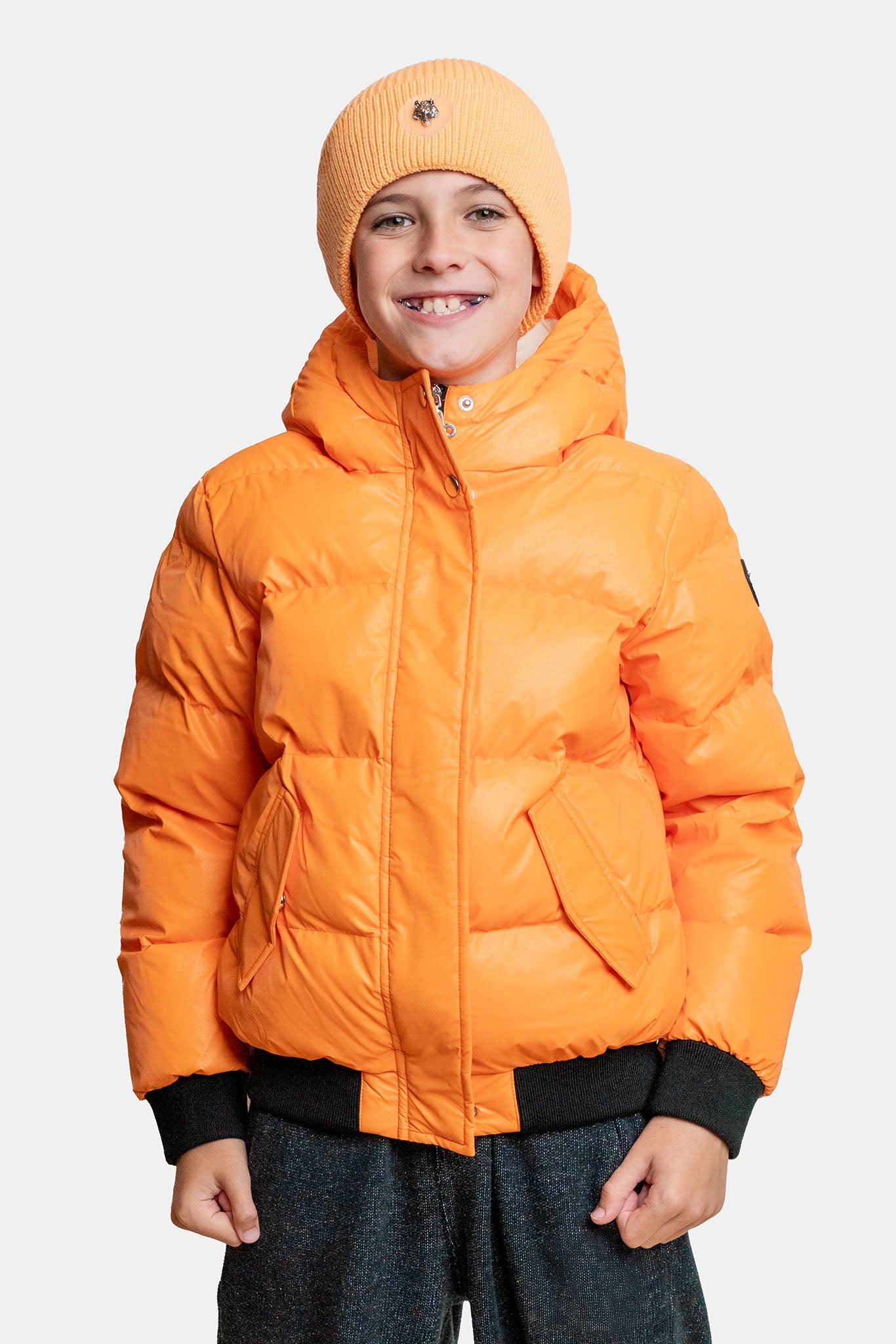 Kids' UNISEX Chickadee Coat - Orange Diamond