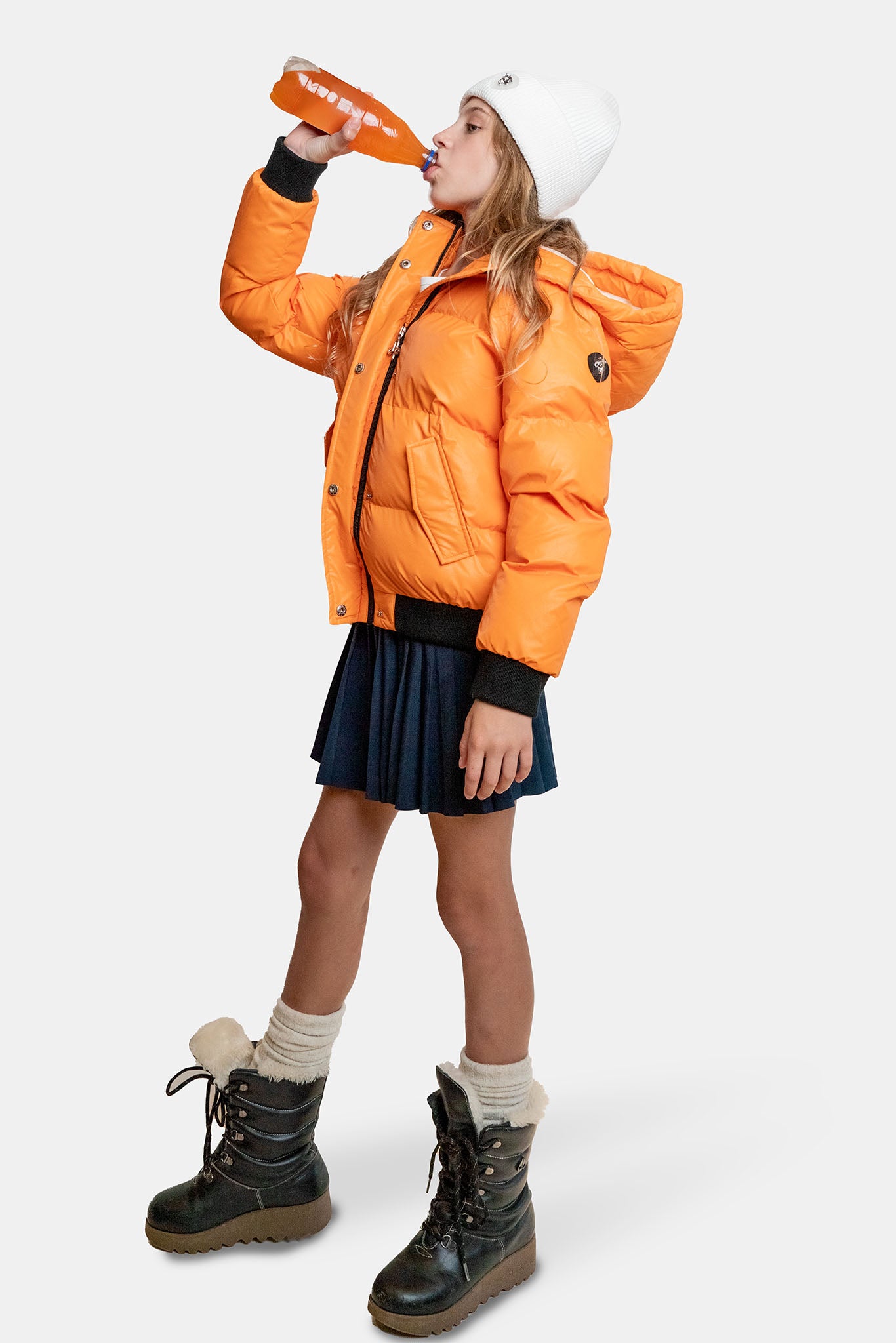 Kids' UNISEX Chickadee Coat - Orange Diamond