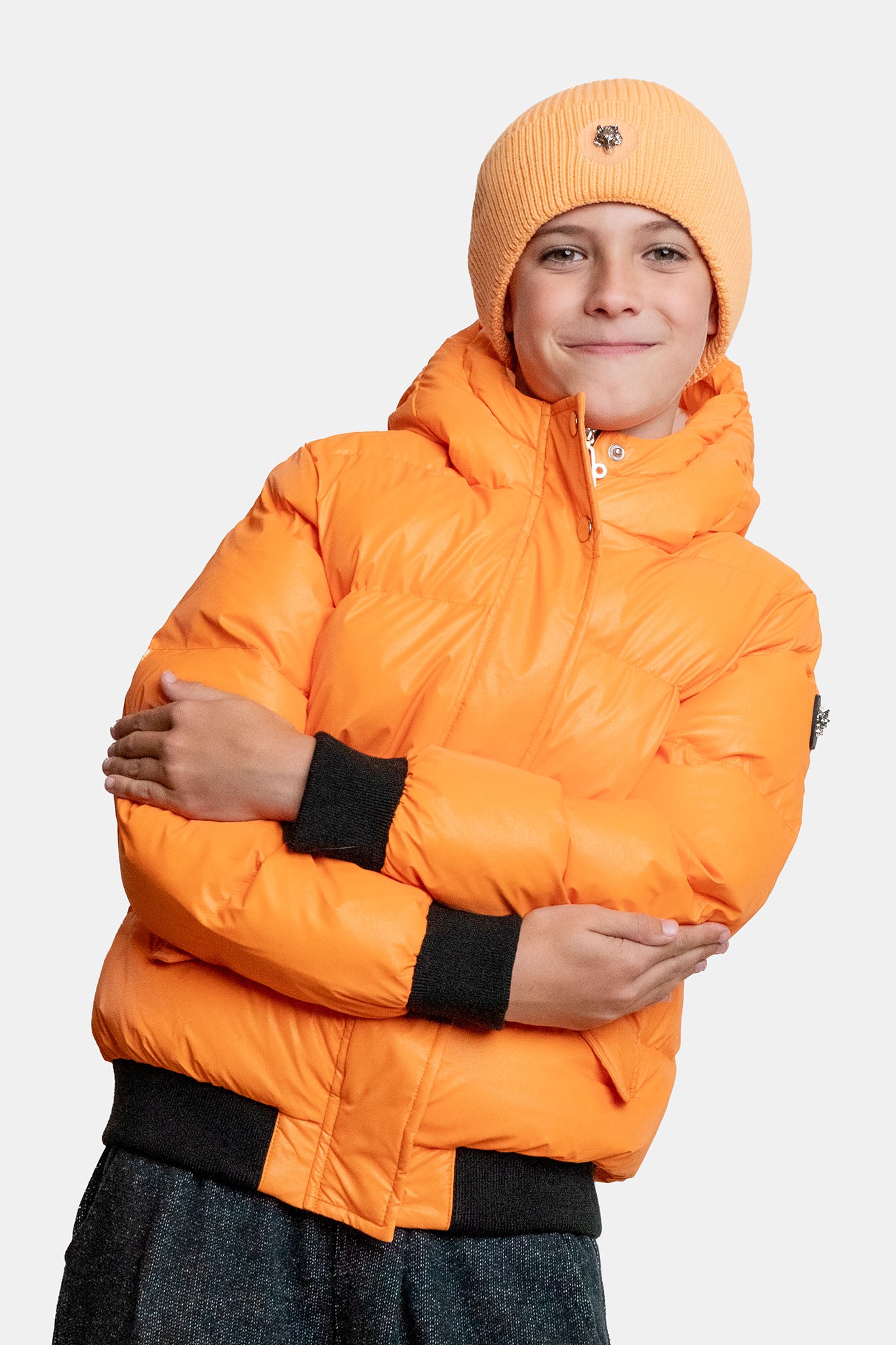Kids' UNISEX Chickadee Coat - Orange Diamond