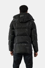 Load image into Gallery viewer, Woodpecker Men&#39;s Bumnester Bomber Winter coat. High-end Canadian designer winter coat for men in &quot;Black Diamond&quot; colour. Woodpecker cruelty-free winter coat designed in Canada. Men&#39;s heavy weight medium length premium designer jacket for winter. Superior quality warm winter coat for men. Moose Knuckles, Canada Goose, Mackage, Montcler, Will Poho, Willbird, Nic Bayley. Shiny parka. Stylish winter jacket. Designer winter coat.
