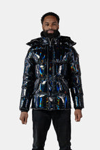 Load image into Gallery viewer, Woodpecker Men&#39;s Bumnester Bomber Winter coat. High-end Canadian designer winter coat for men in &quot;Oily Black&quot; colour. Woodpecker cruelty-free winter coat designed in Canada. Men&#39;s heavy weight medium length premium designer jacket for winter. Superior quality warm winter coat for men. Moose Knuckles, Canada Goose, Mackage, Montcler, Will Poho, Willbird, Nic Bayley. Shiny parka. Stylish winter jacket. Designer winter coat.
