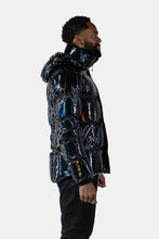 Load image into Gallery viewer, Woodpecker Men&#39;s Bumnester Bomber Winter coat. High-end Canadian designer winter coat for men in &quot;Oily Black&quot; colour. Woodpecker cruelty-free winter coat designed in Canada. Men&#39;s heavy weight medium length premium designer jacket for winter. Superior quality warm winter coat for men. Moose Knuckles, Canada Goose, Mackage, Montcler, Will Poho, Willbird, Nic Bayley. Shiny parka. Stylish winter jacket. Designer winter coat.
