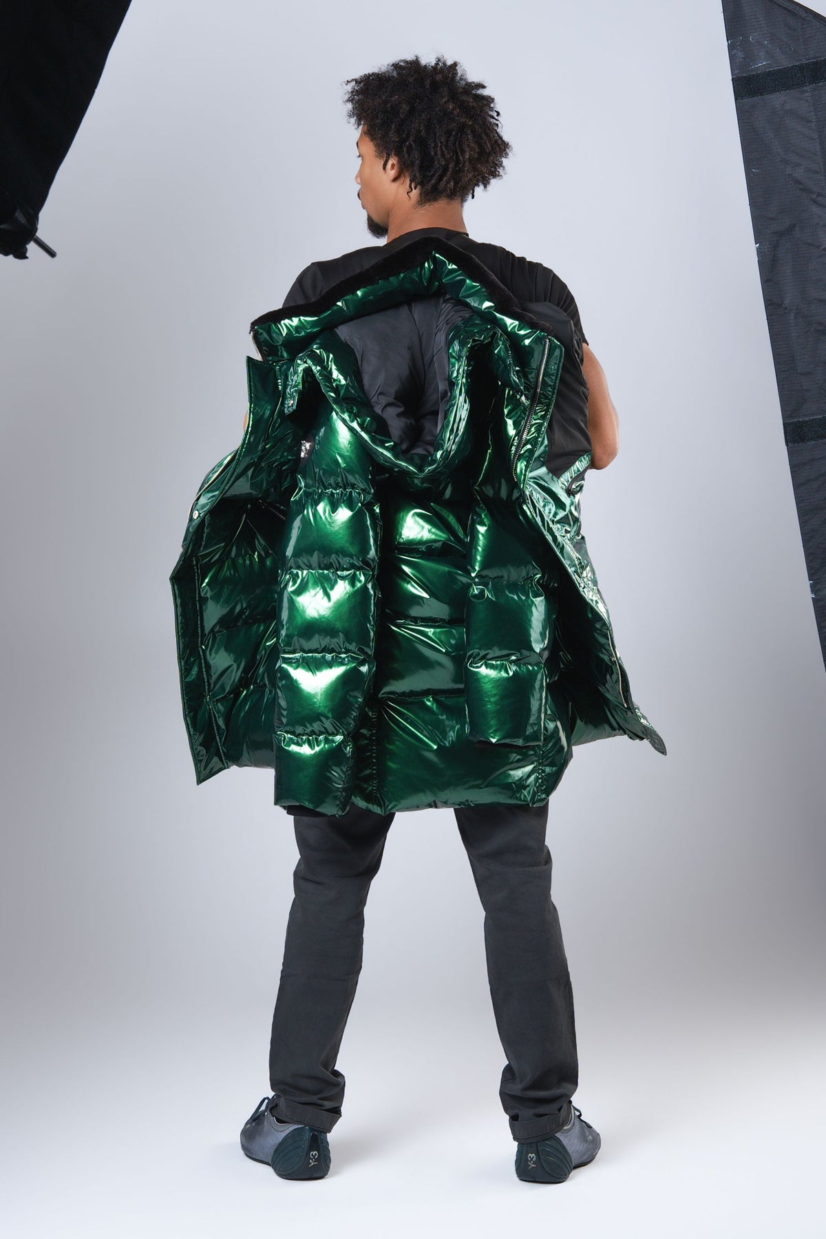 Men's Penguin Long Coat - Glossy Green