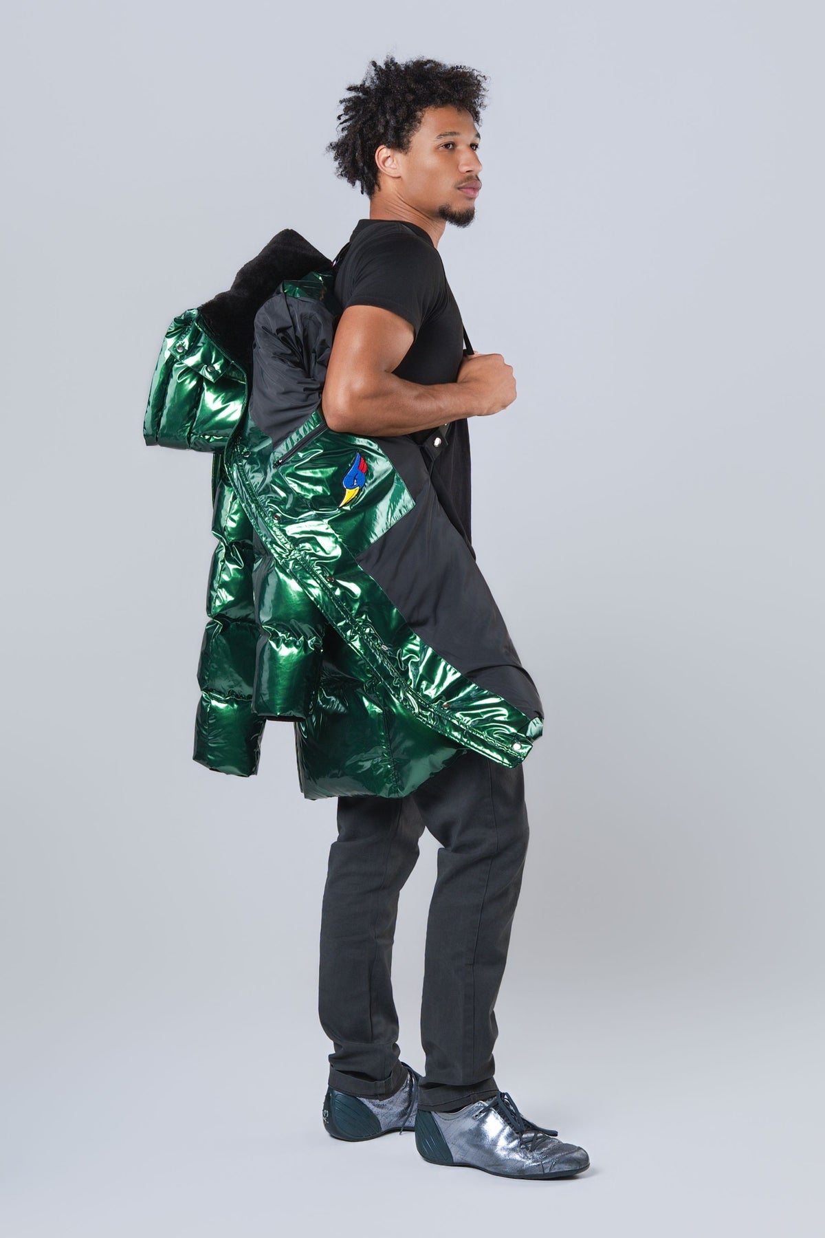 Men's Penguin Long Coat - Glossy Green