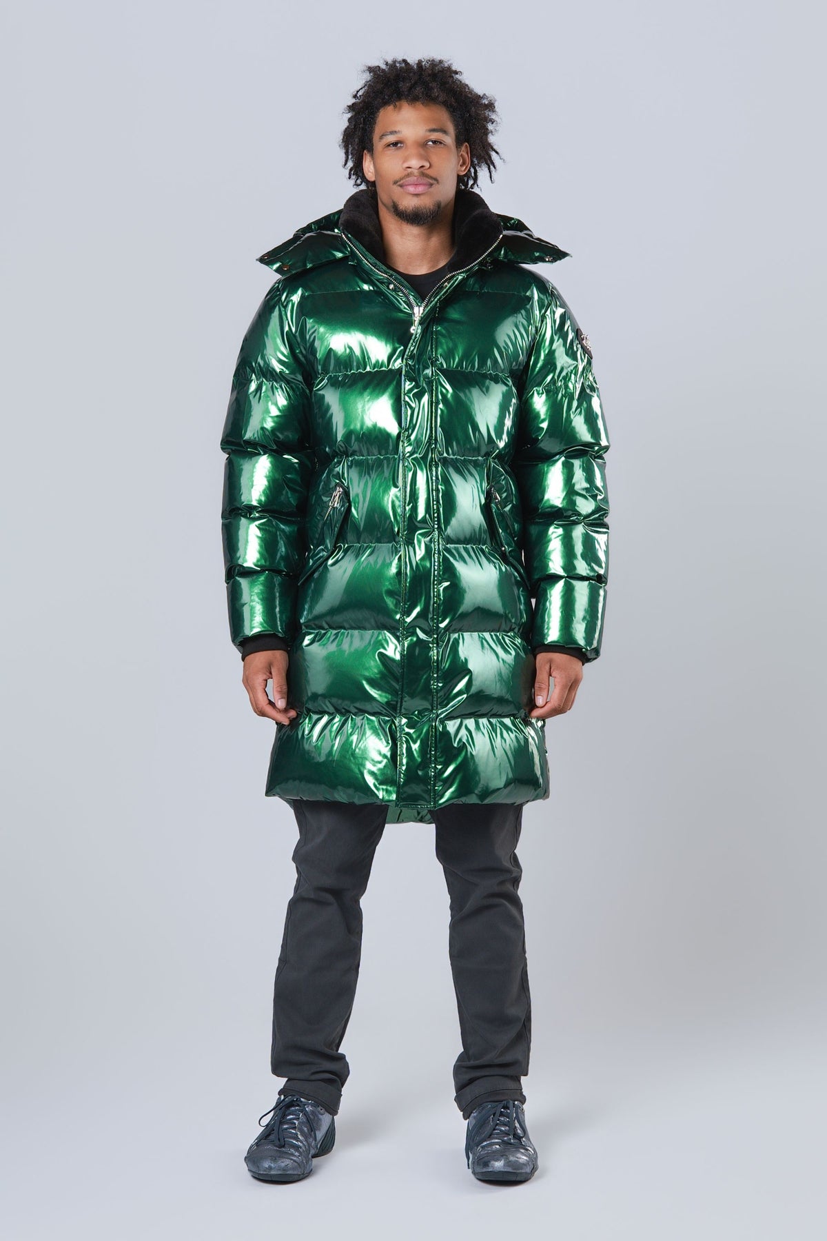 Men's Penguin Long Coat - Glossy Green