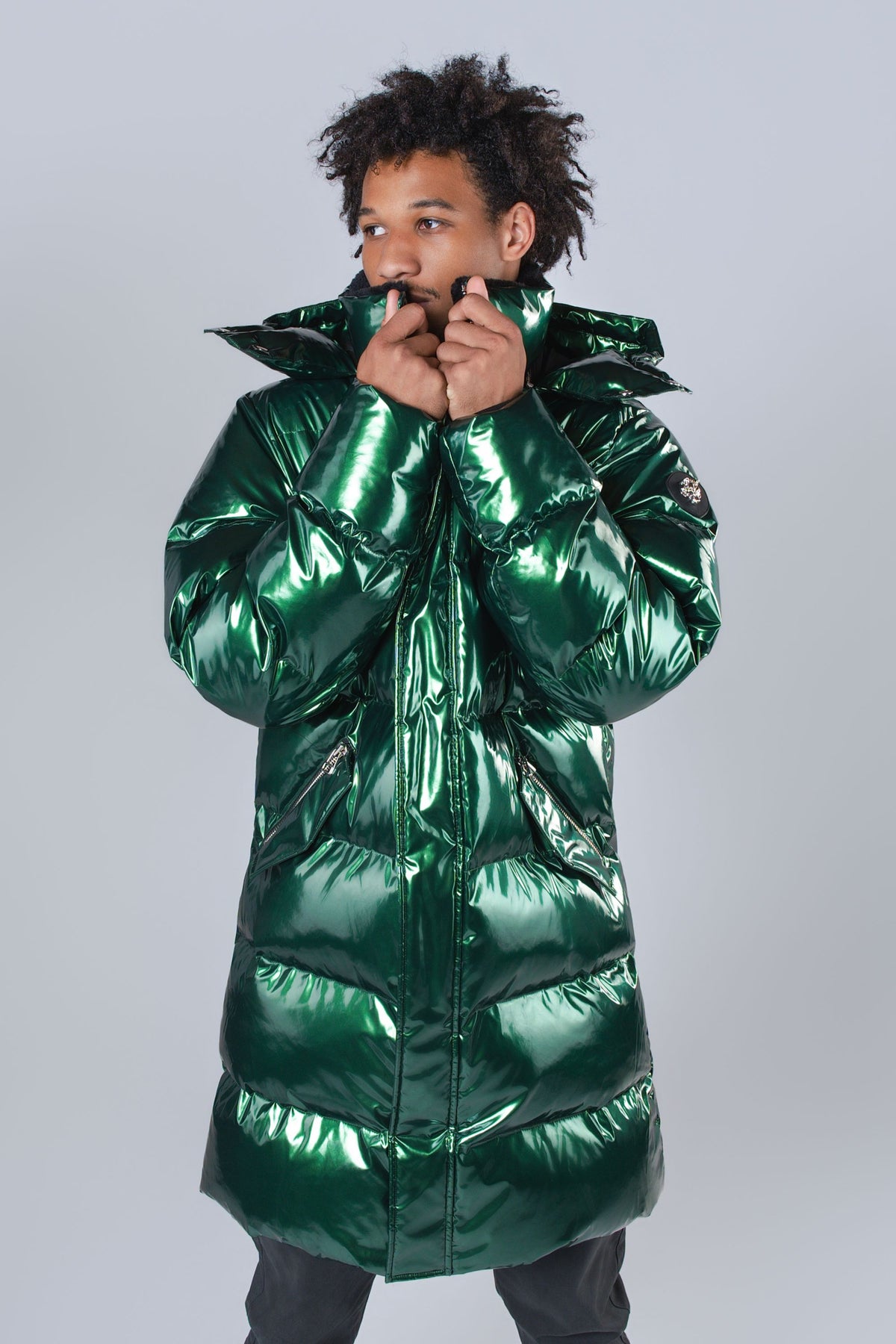Men's Penguin Long Coat - Glossy Green