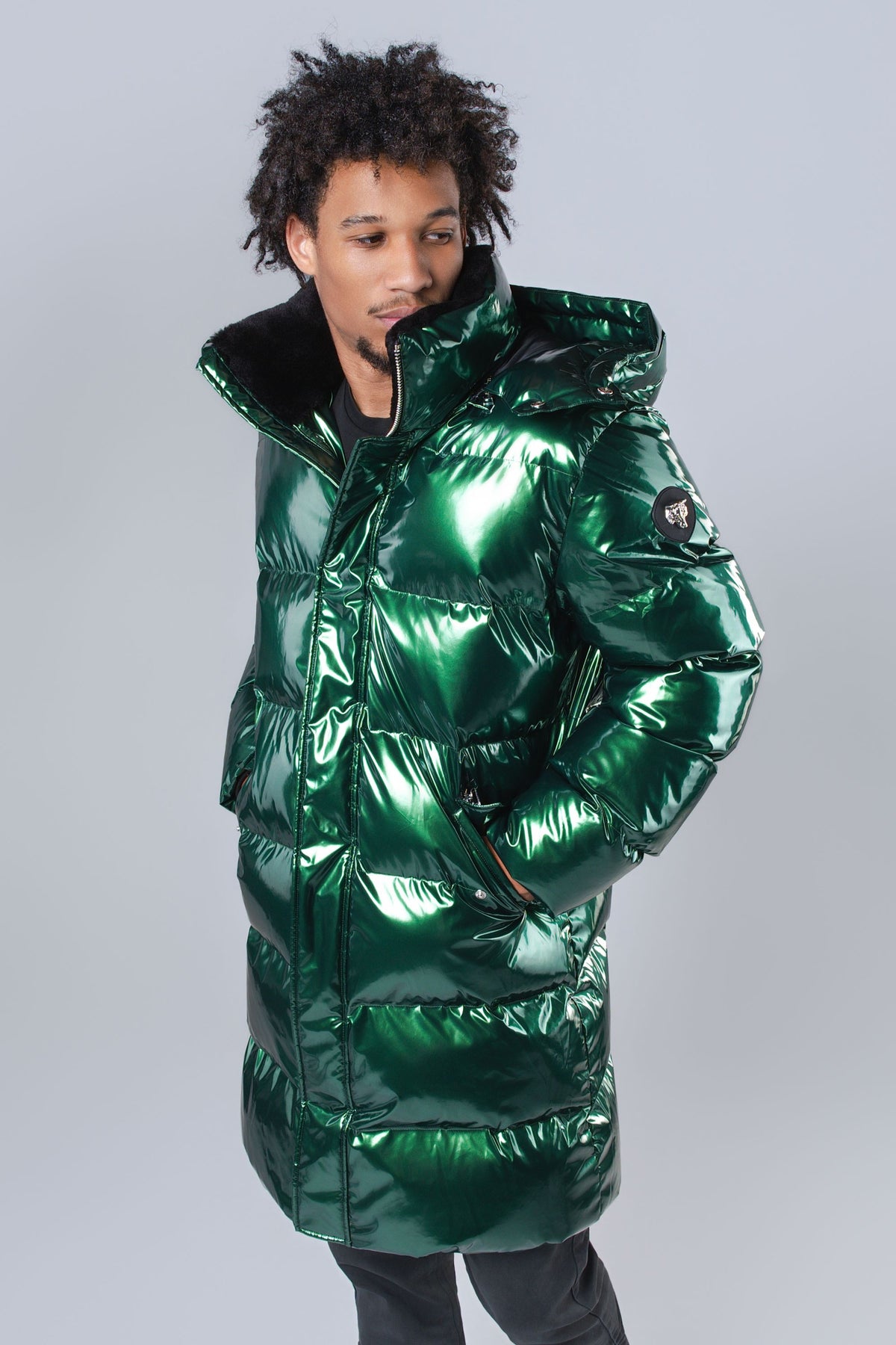 Men's Penguin Long Coat - Glossy Green