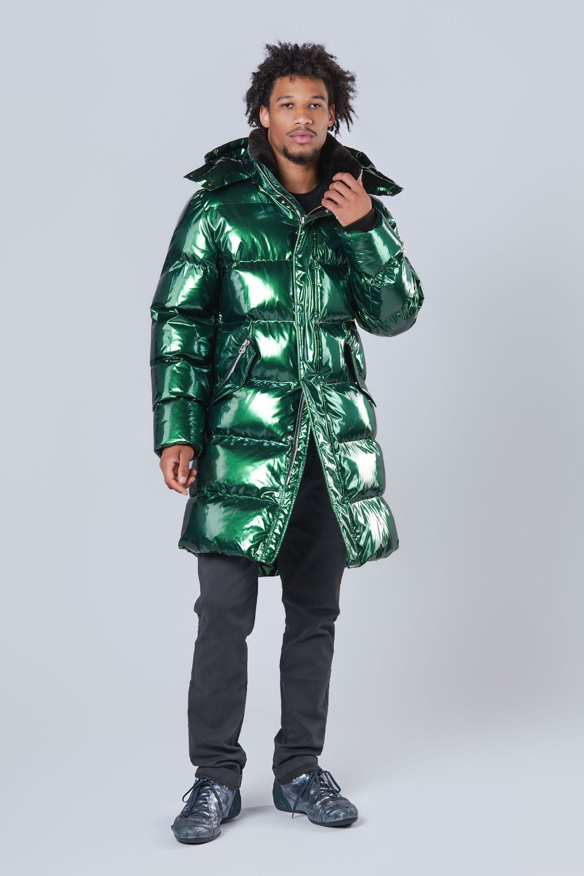 Men's Penguin Long Coat - Glossy Green