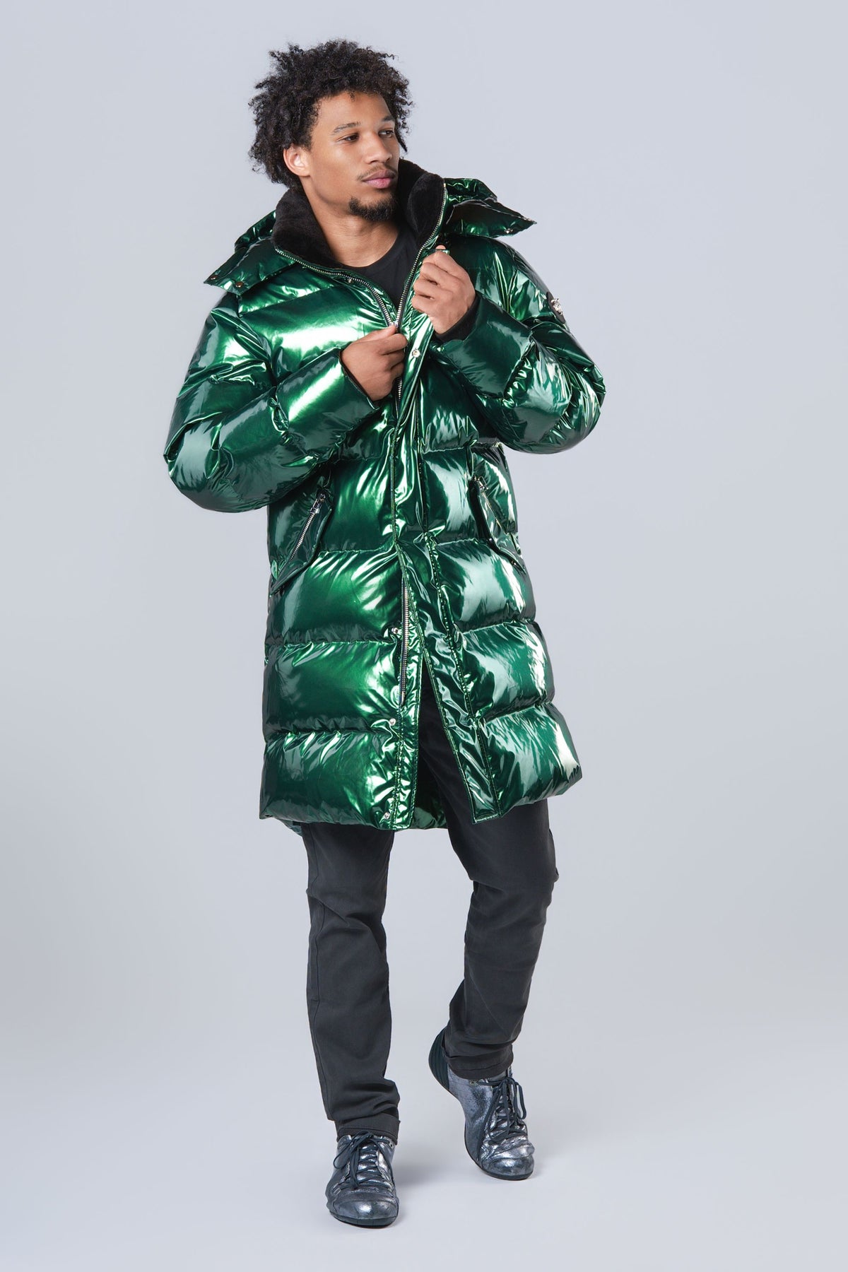 Men's Penguin Long Coat - Glossy Green