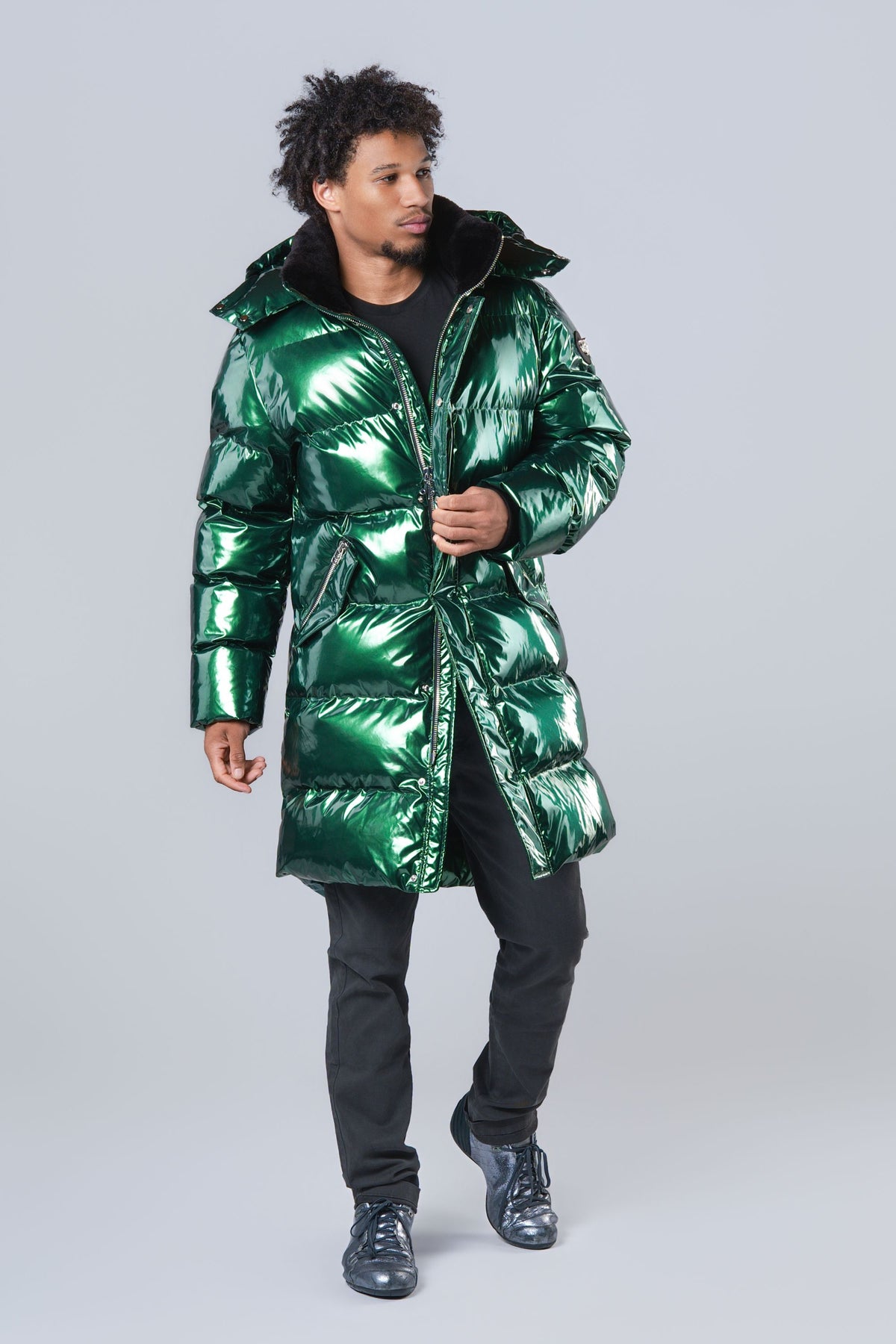 Men's Penguin Long Coat - Glossy Green