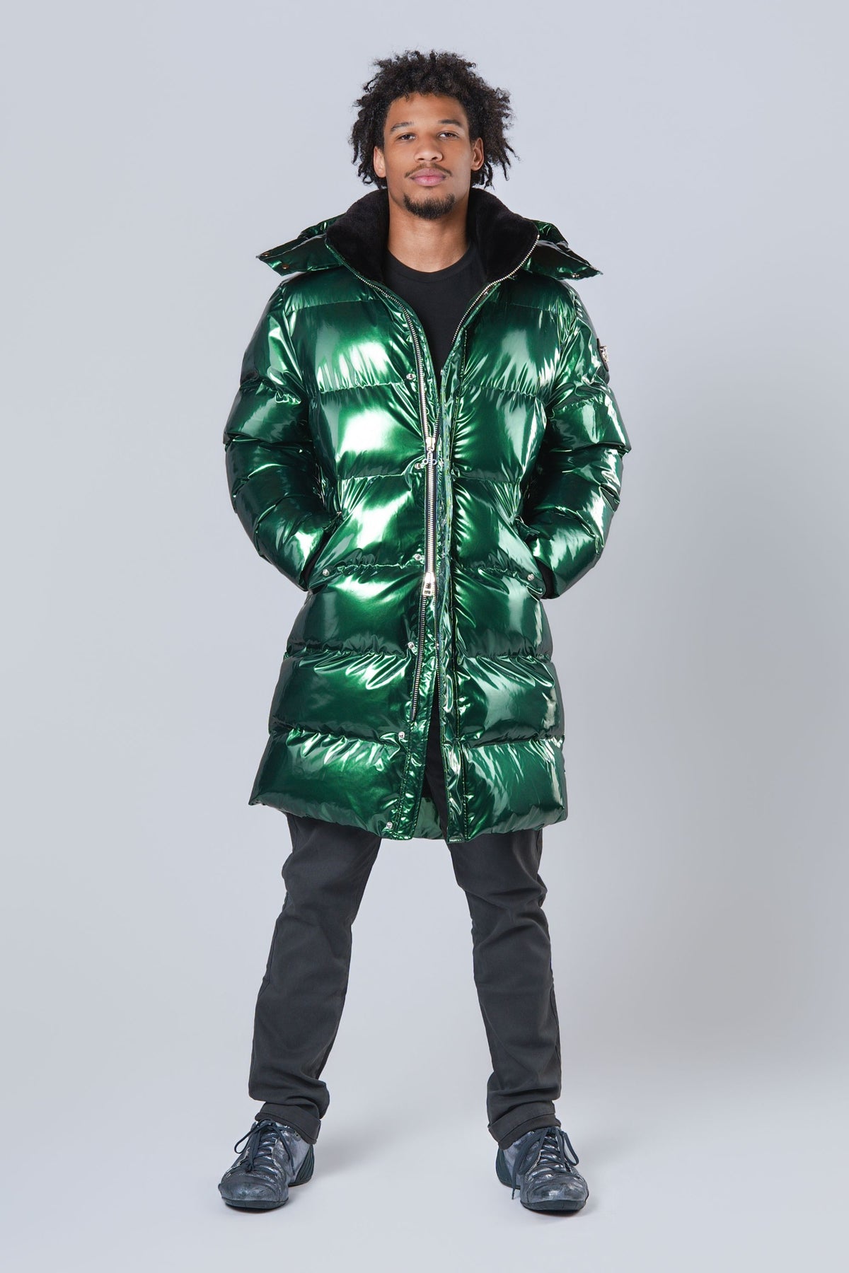 Men's Penguin Long Coat - Glossy Green