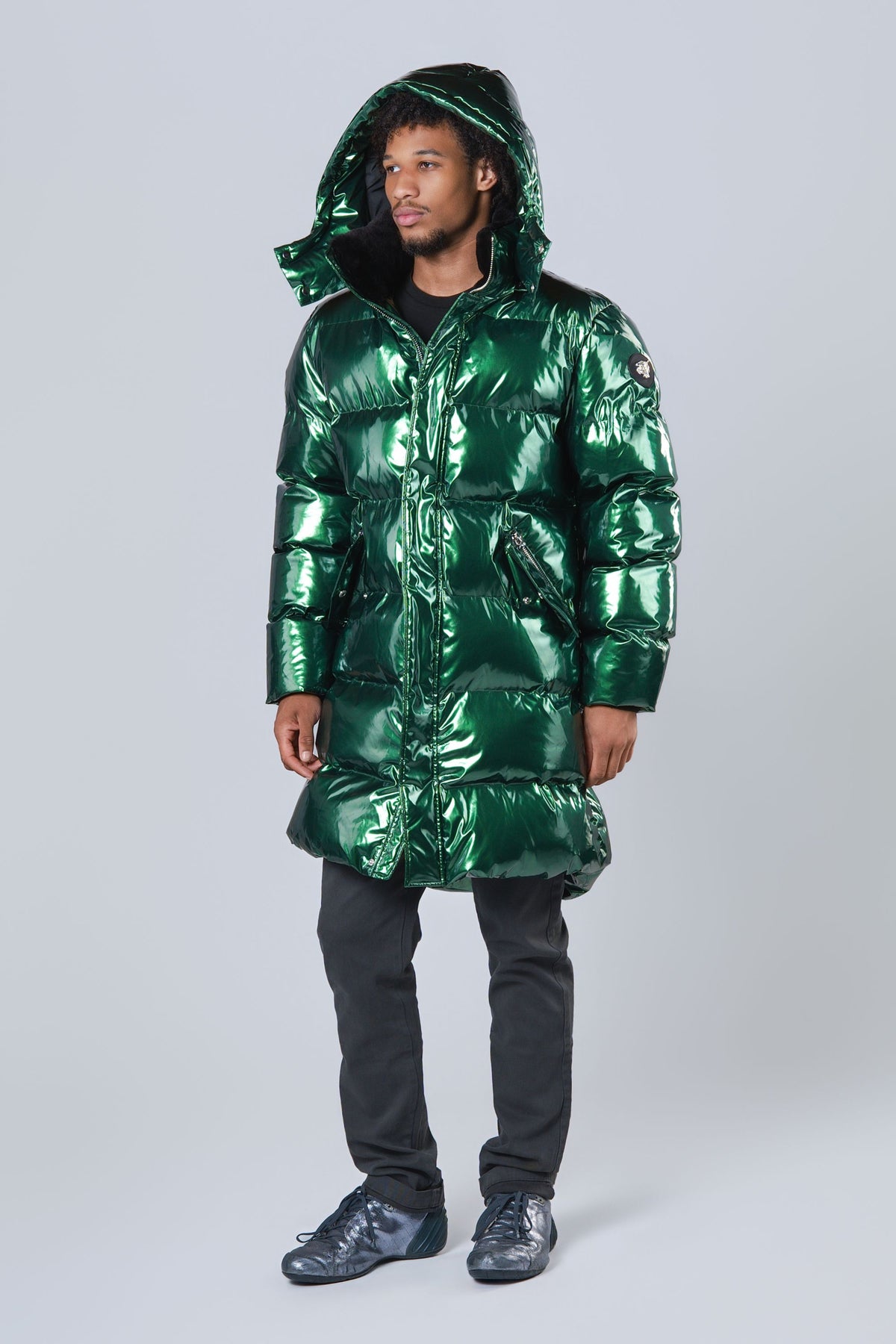 Men's Penguin Long Coat - Glossy Green