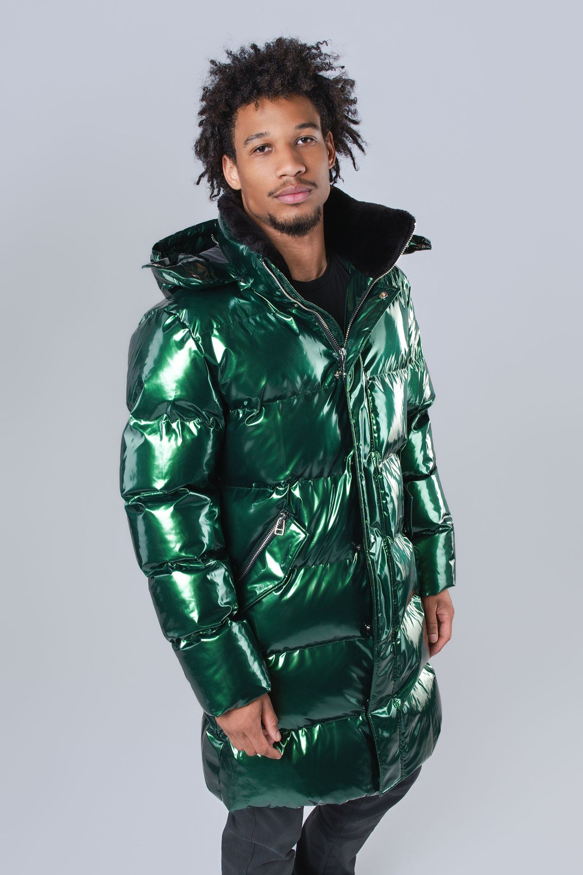 Men's Penguin Long Coat - Glossy Green