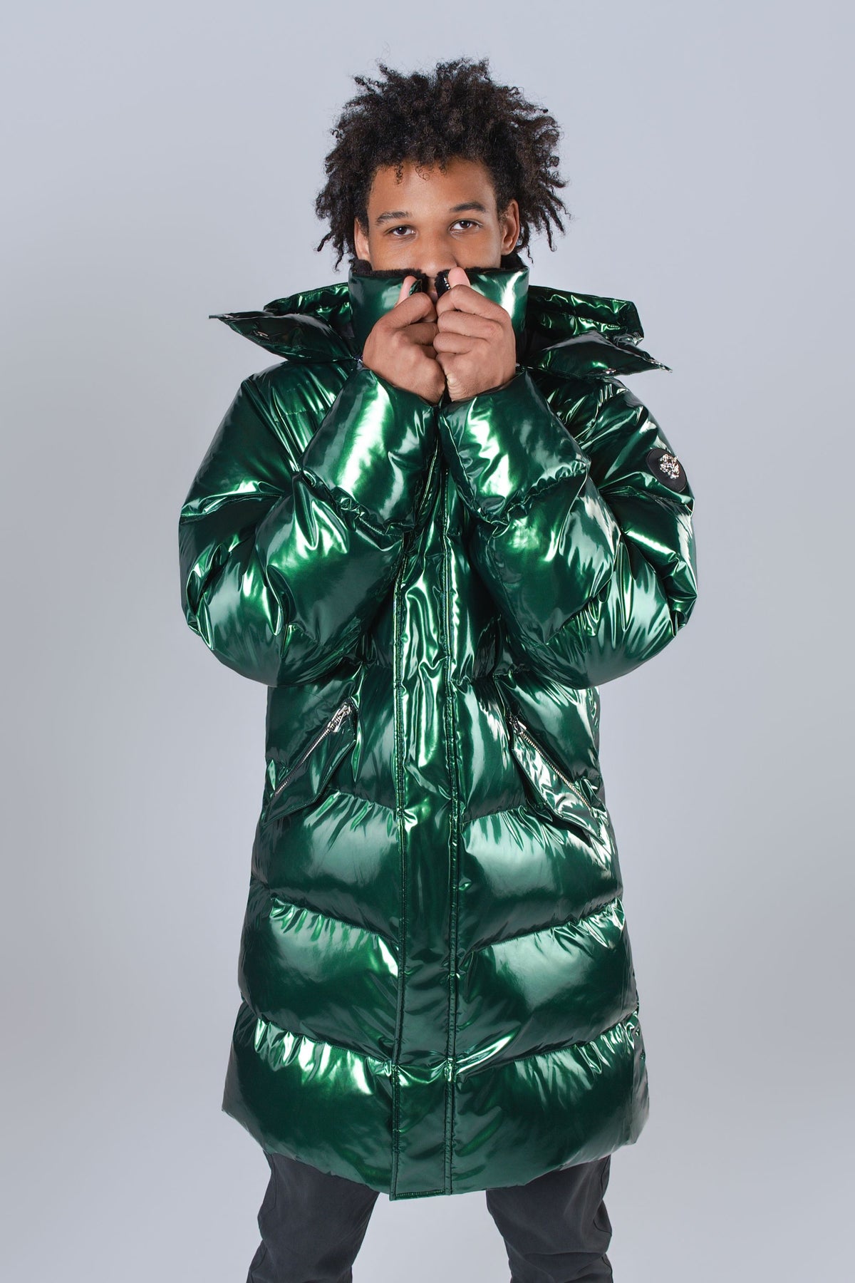 Men's Penguin Long Coat - Glossy Green