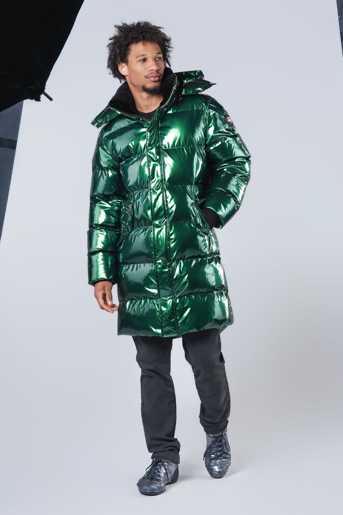 Men's Penguin Long Coat - Glossy Green