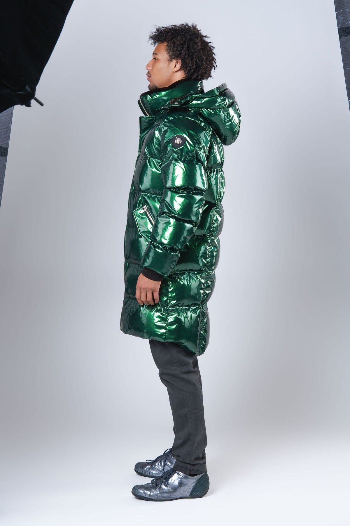 Men's Penguin Long Coat - Glossy Green