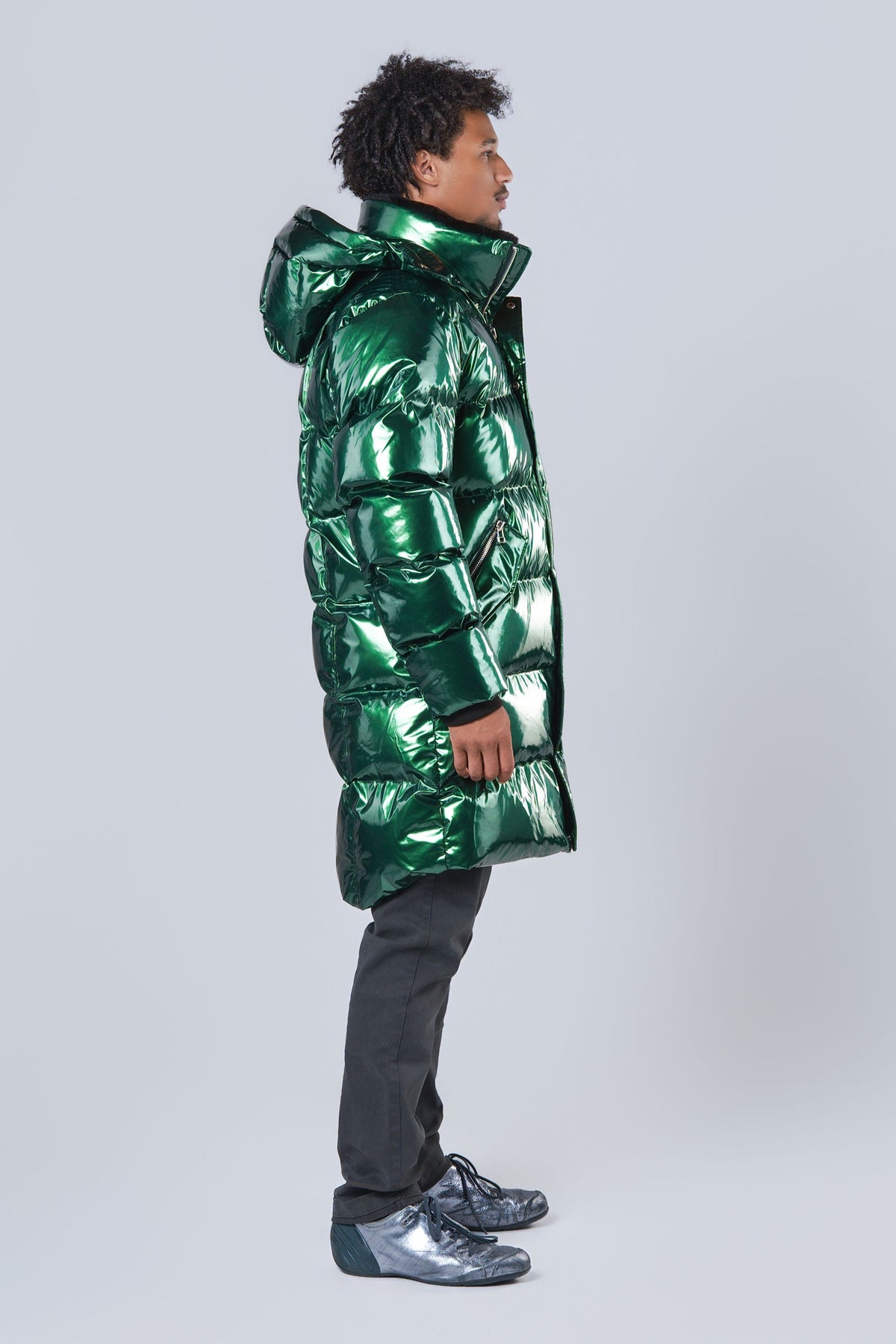 Men's Penguin Long Coat - Glossy Green