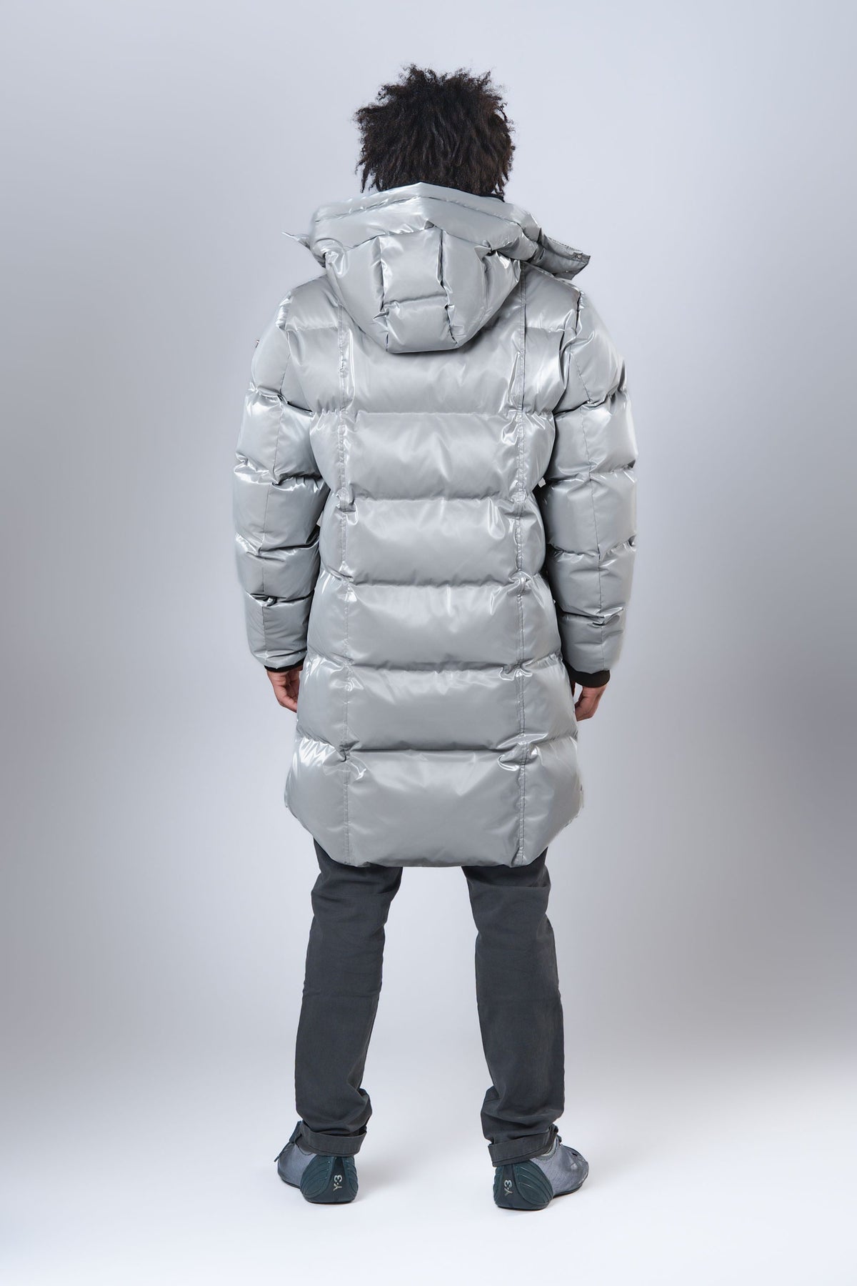 Men's Penguin Long Coat - Glossy Grey