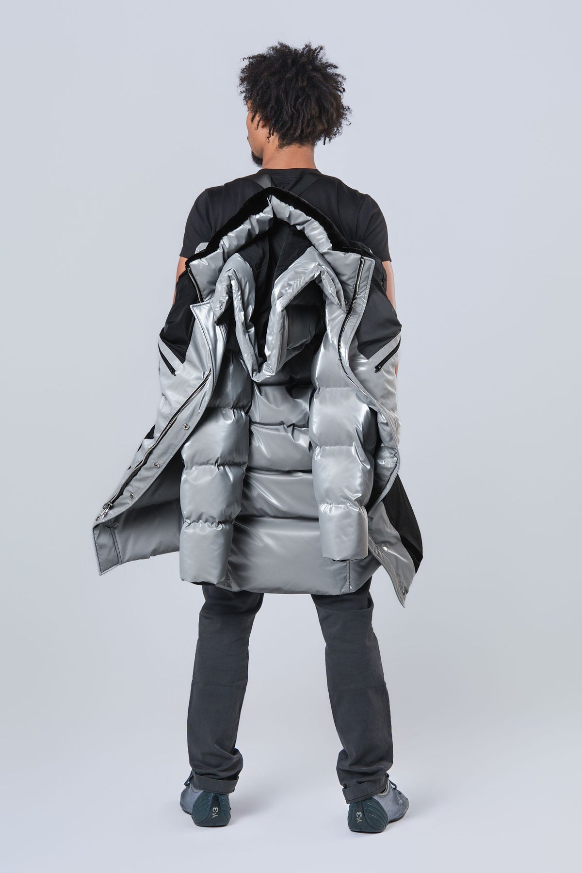 Men's Penguin Long Coat - Glossy Grey