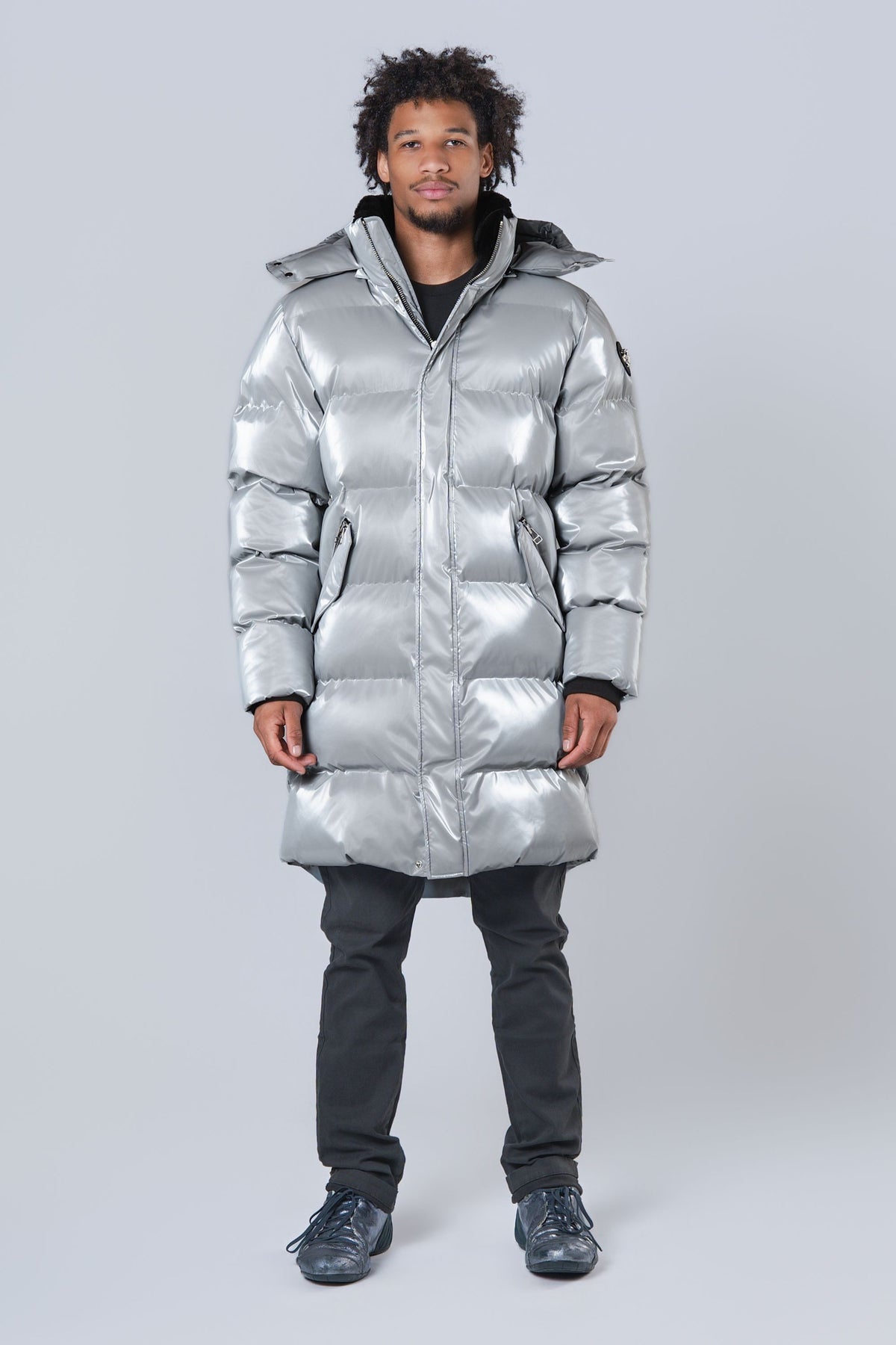 Men's Penguin Long Coat - Glossy Grey