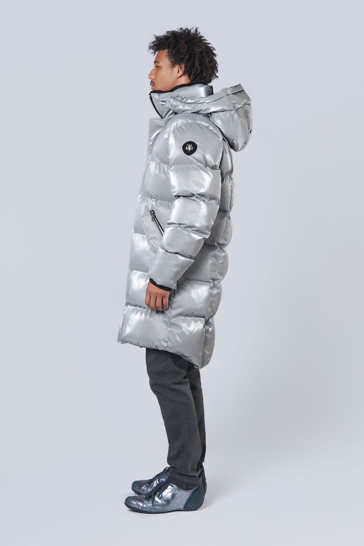 Men's Penguin Long Coat - Glossy Grey