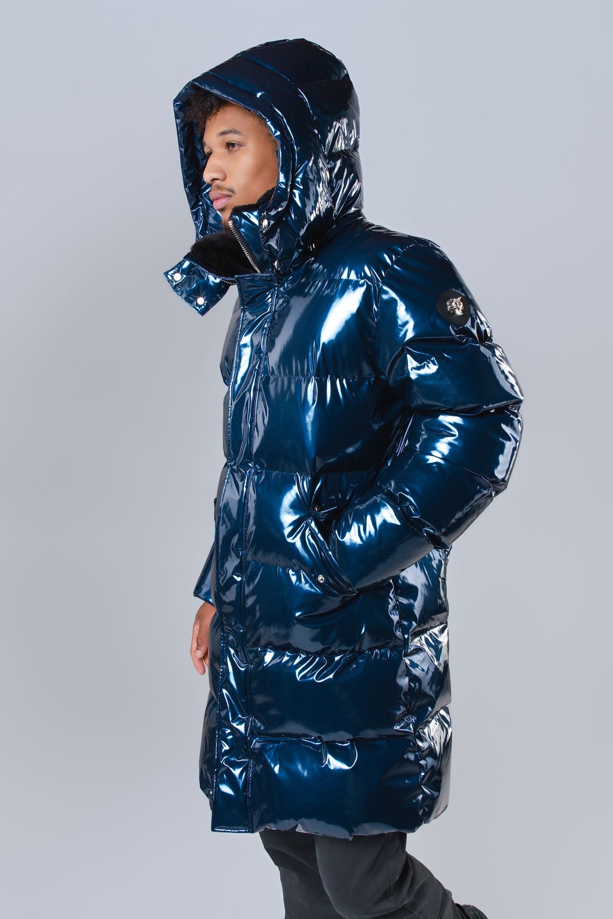 Men's Penguin Long Coat - Glossy Navy
