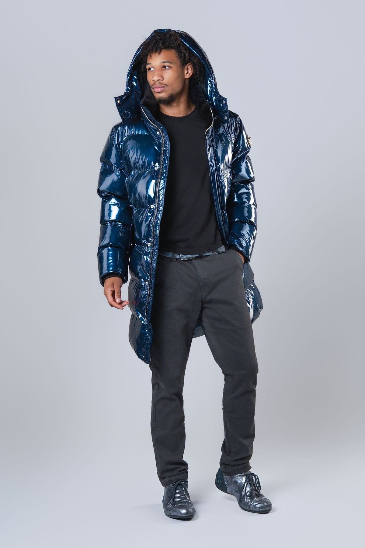 Men's Penguin Long Coat - Glossy Navy