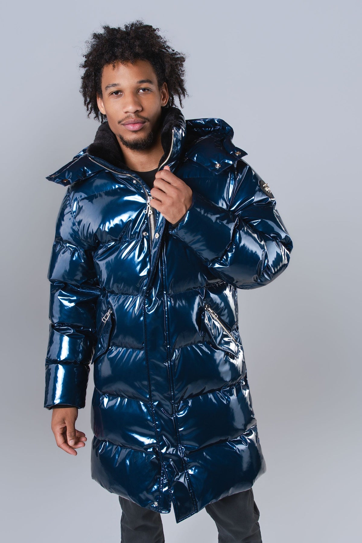 Men's Penguin Long Coat - Glossy Navy