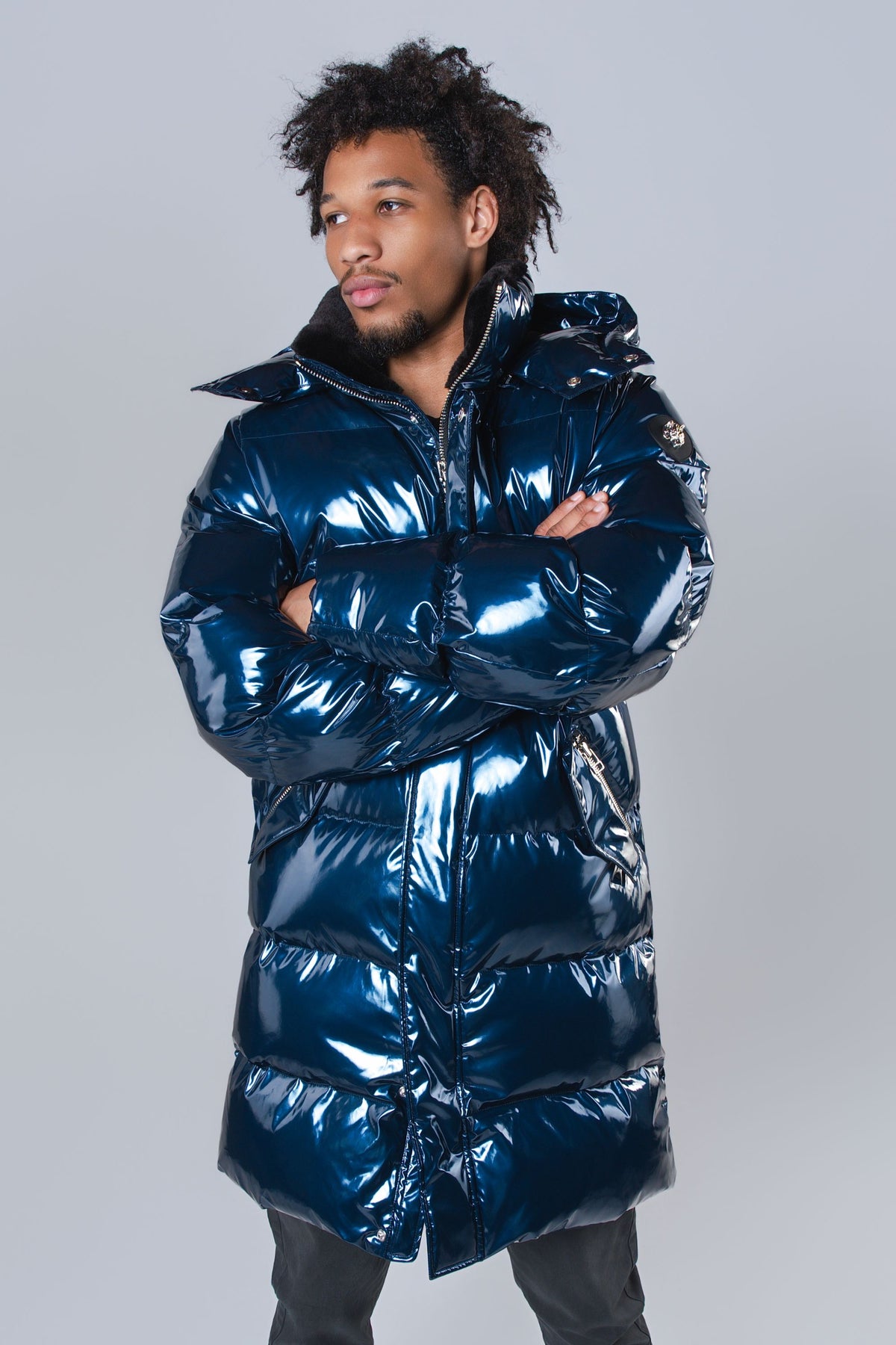 Men's Penguin Long Coat - Glossy Navy
