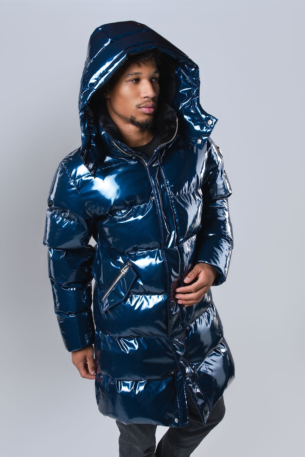 Men's Penguin Long Coat - Glossy Navy