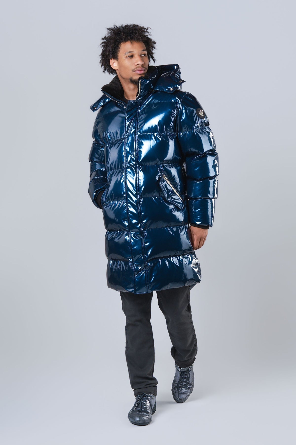 Men's Penguin Long Coat - Glossy Navy