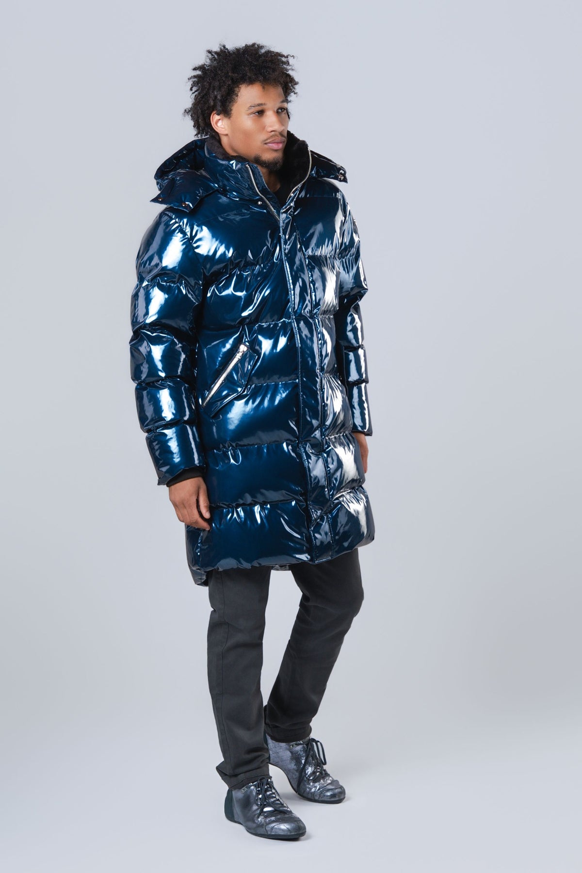 Men's Penguin Long Coat - Glossy Navy