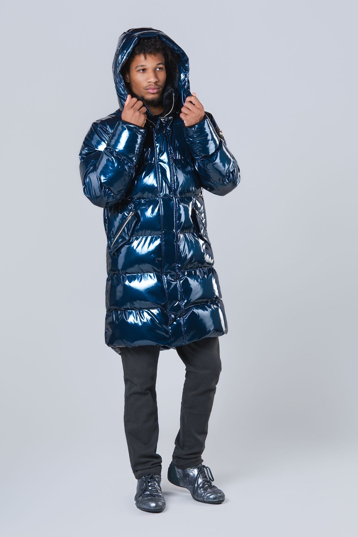 Men's Penguin Long Coat - Glossy Navy