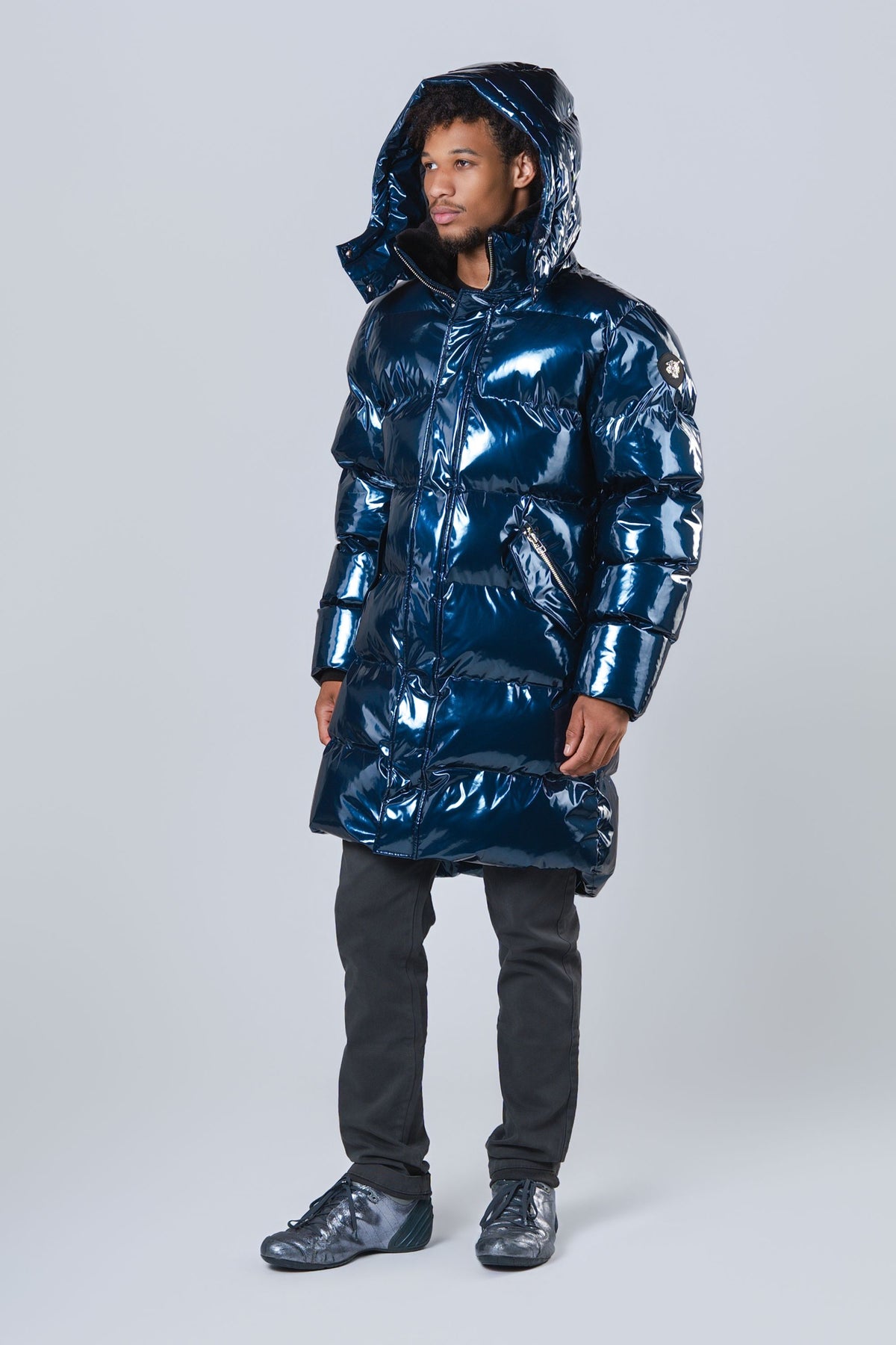 Men's Penguin Long Coat - Glossy Navy