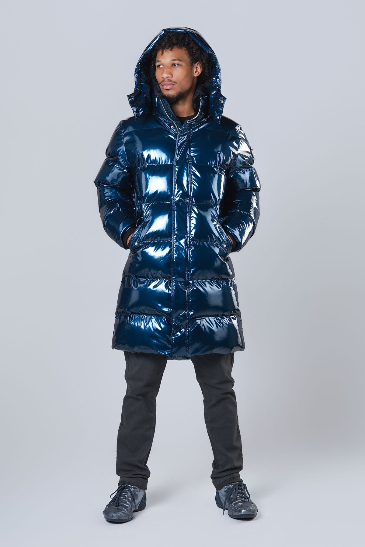 Men's Penguin Long Coat - Glossy Navy